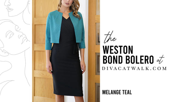 model pictured wearing the Weston Bond Bolero from Diva Catwalk.