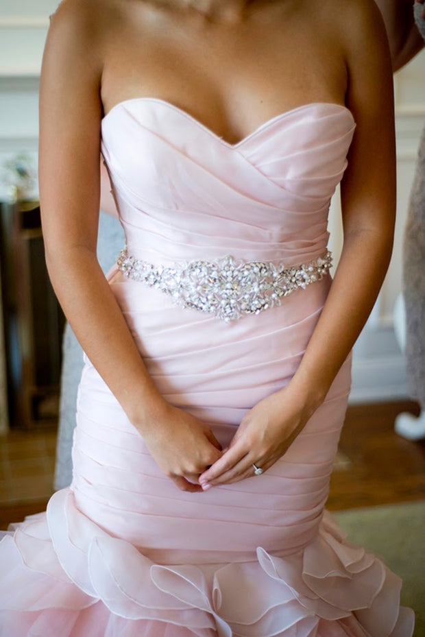 ruffled organza mermaid wedding dress