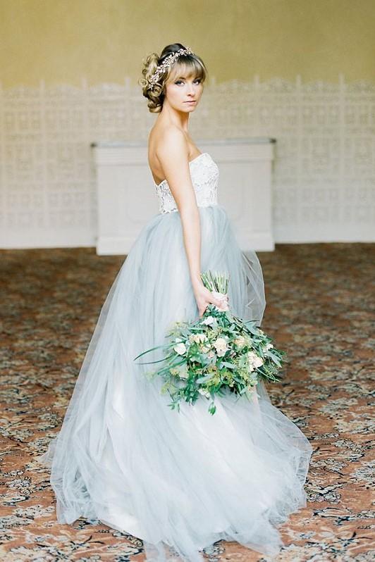 blue tulle wedding skirt