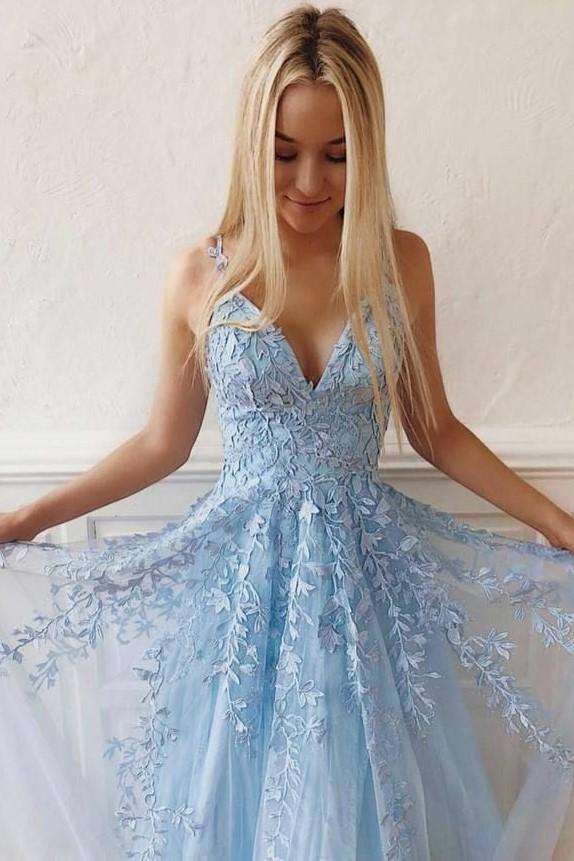 blue flower lace dress