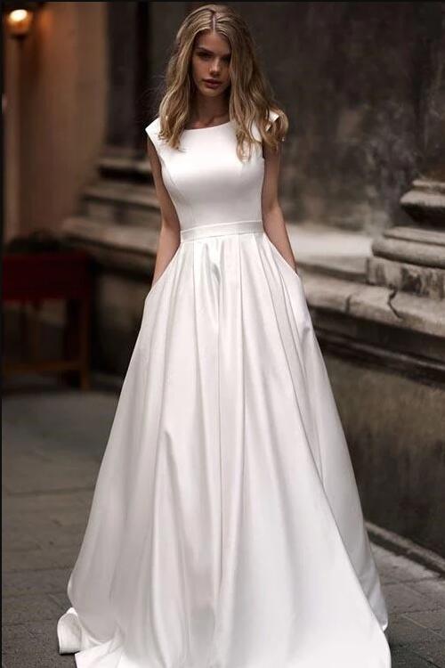 simple a line wedding dress