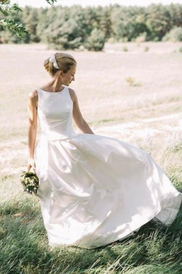 sleek satin wedding dress