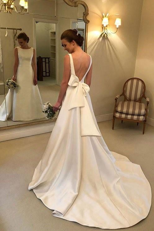 satin bow wedding dress