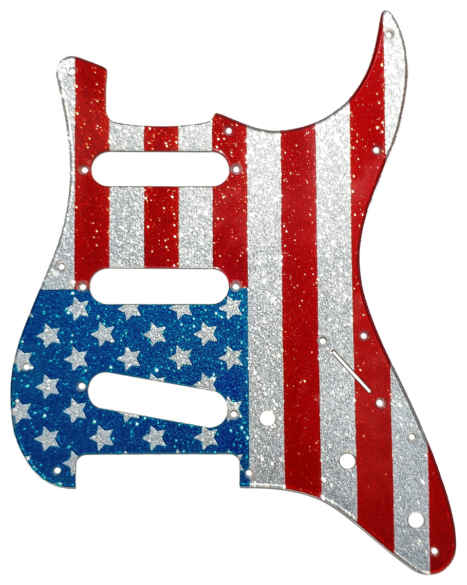 Fender Stratocaster Silver Sparkle USA Flag Pickguard ...