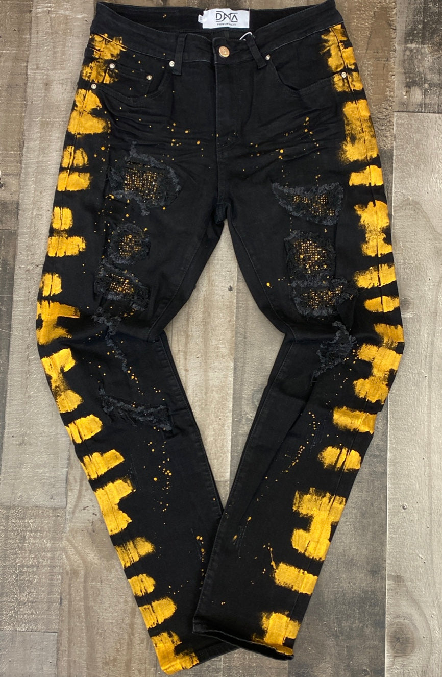 Rode datum betaling trek de wol over de ogen DNA Premium Black Jeans Gold Drip – The Look Clothing Company