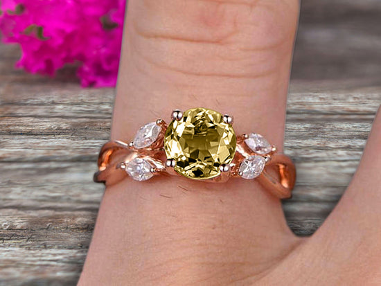 Round Cut Gem Stone Pink Morganite Engagement Ring On10k Rose Gold