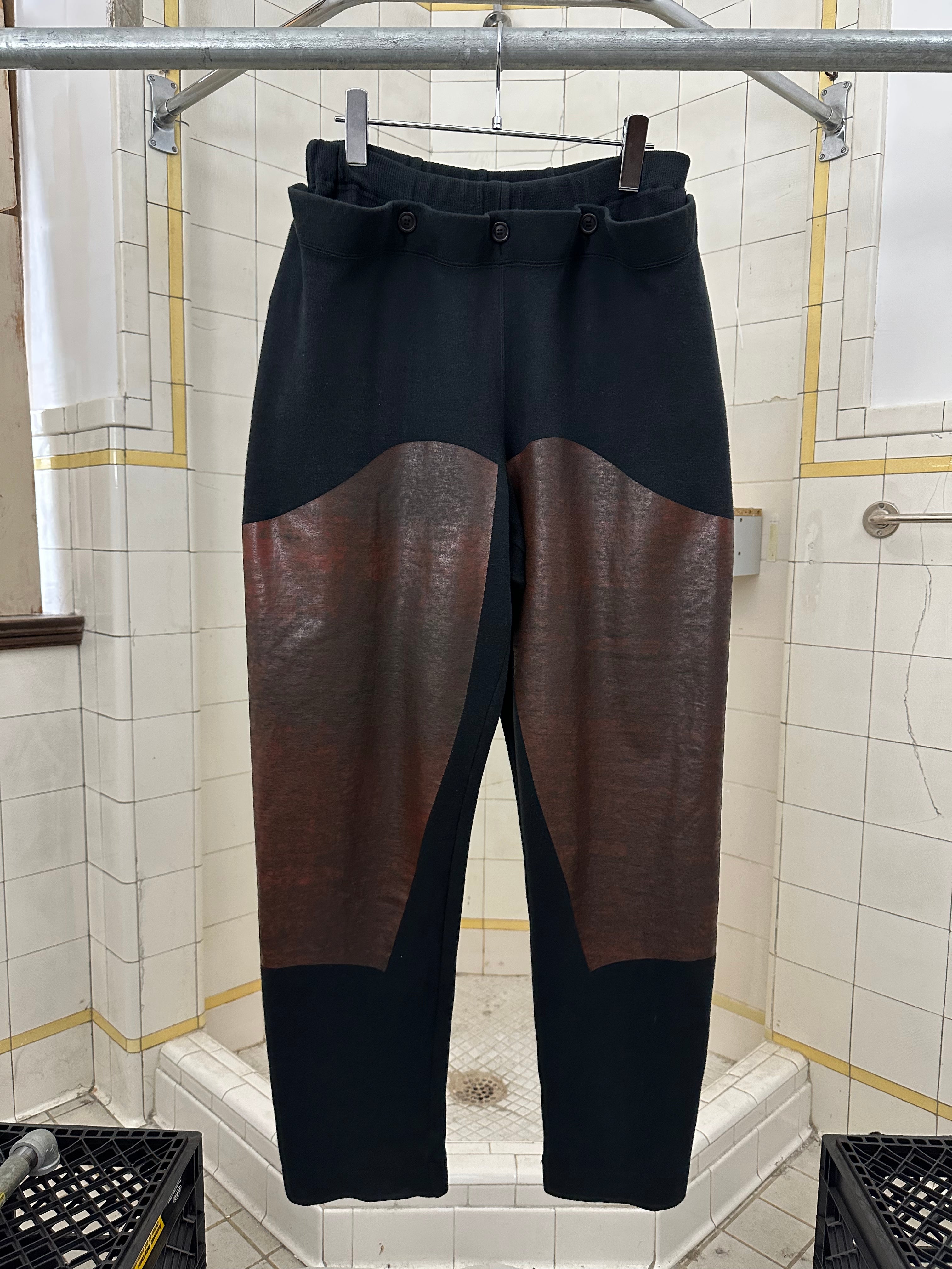 1980s Issey Miyake Modular Sweatpants with Ribbed Undershorts and Coated Detailing - Size M