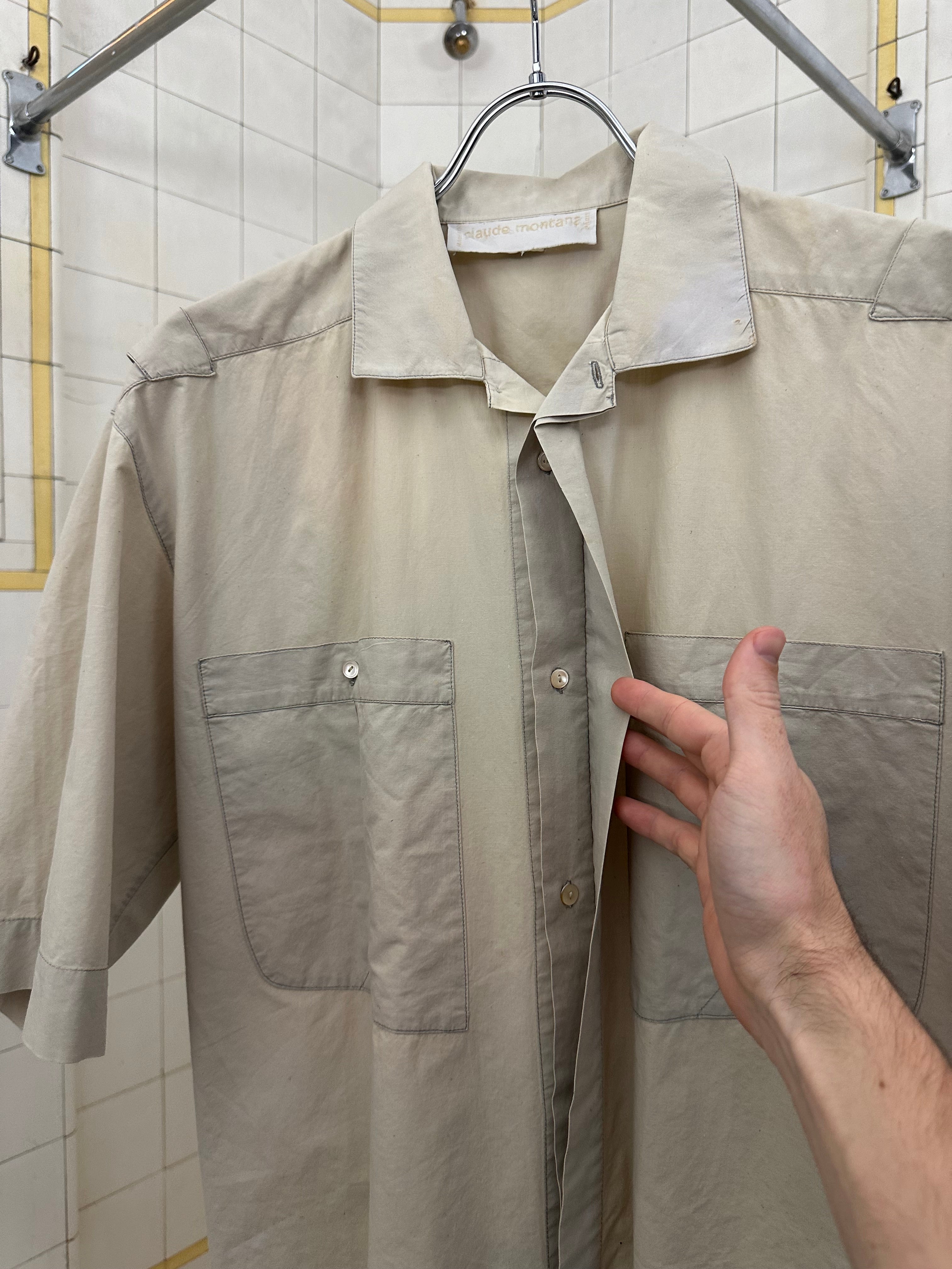 1980s Claude Montana Short Sleeve Button Up with Darted Back Pleat - Size M