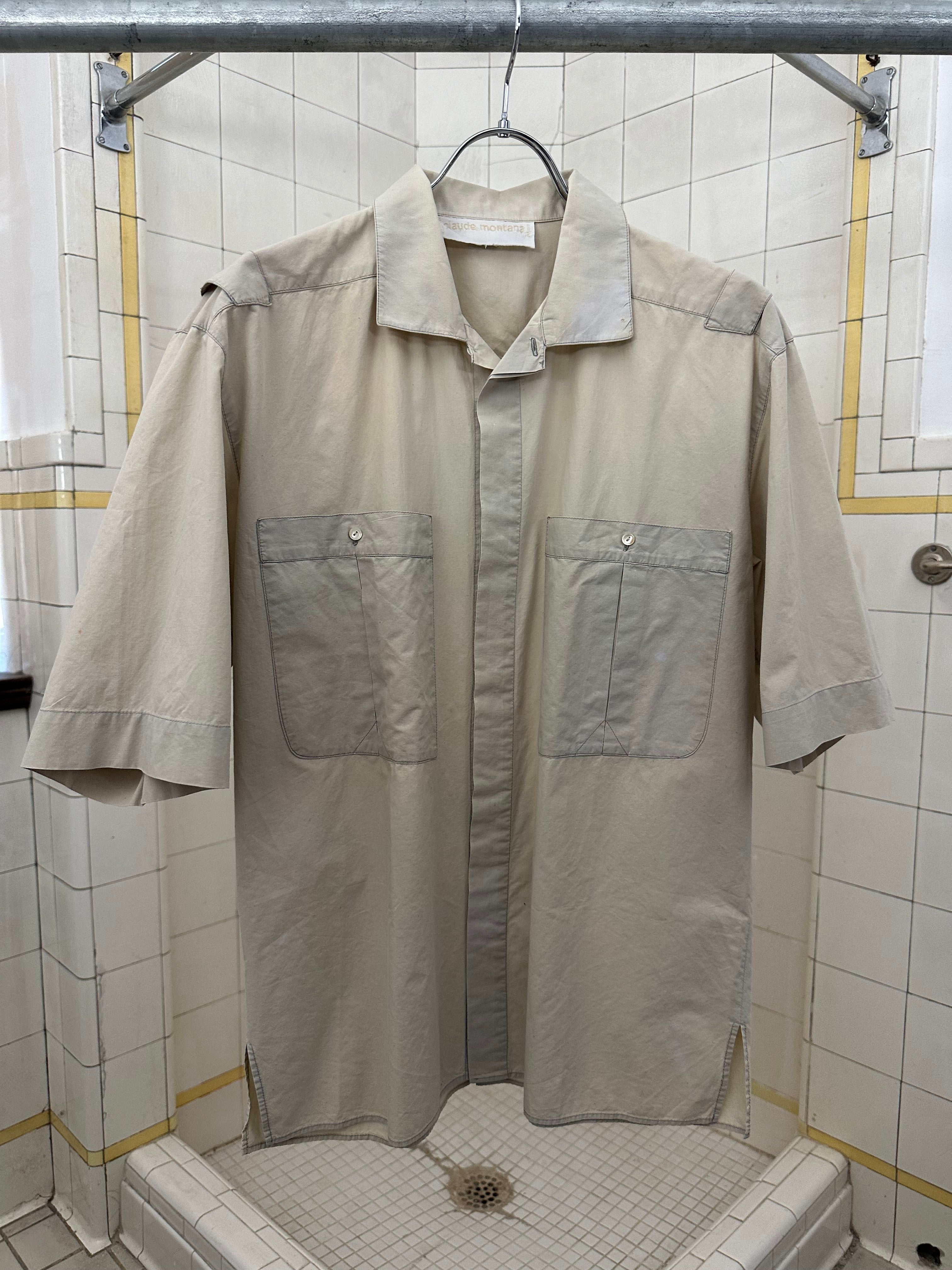 1980s Claude Montana Short Sleeve Button Up with Darted Back Pleat - Size M