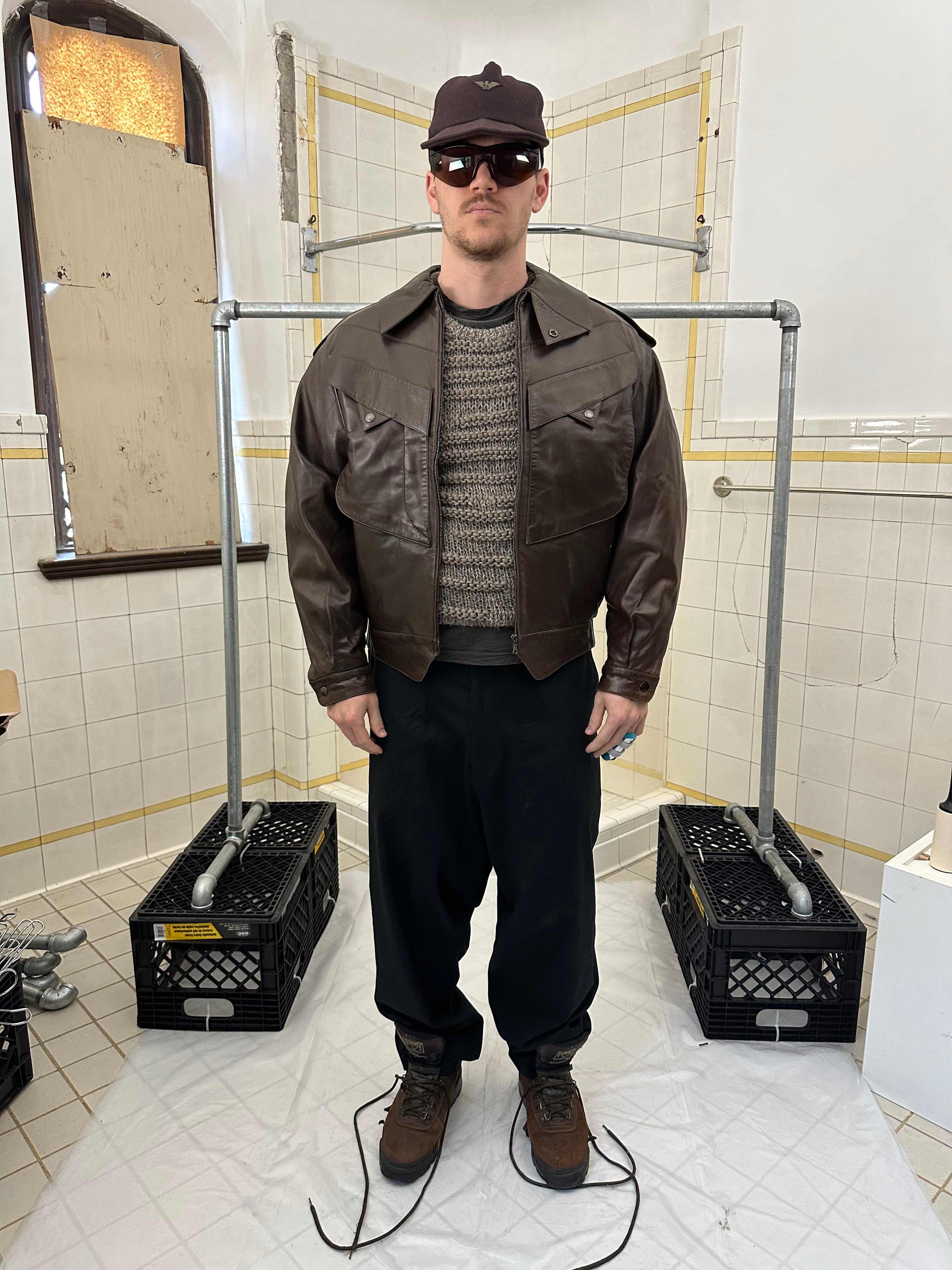 1980s Claude Montana Leather Flight Jacket with Epaulets - Size L