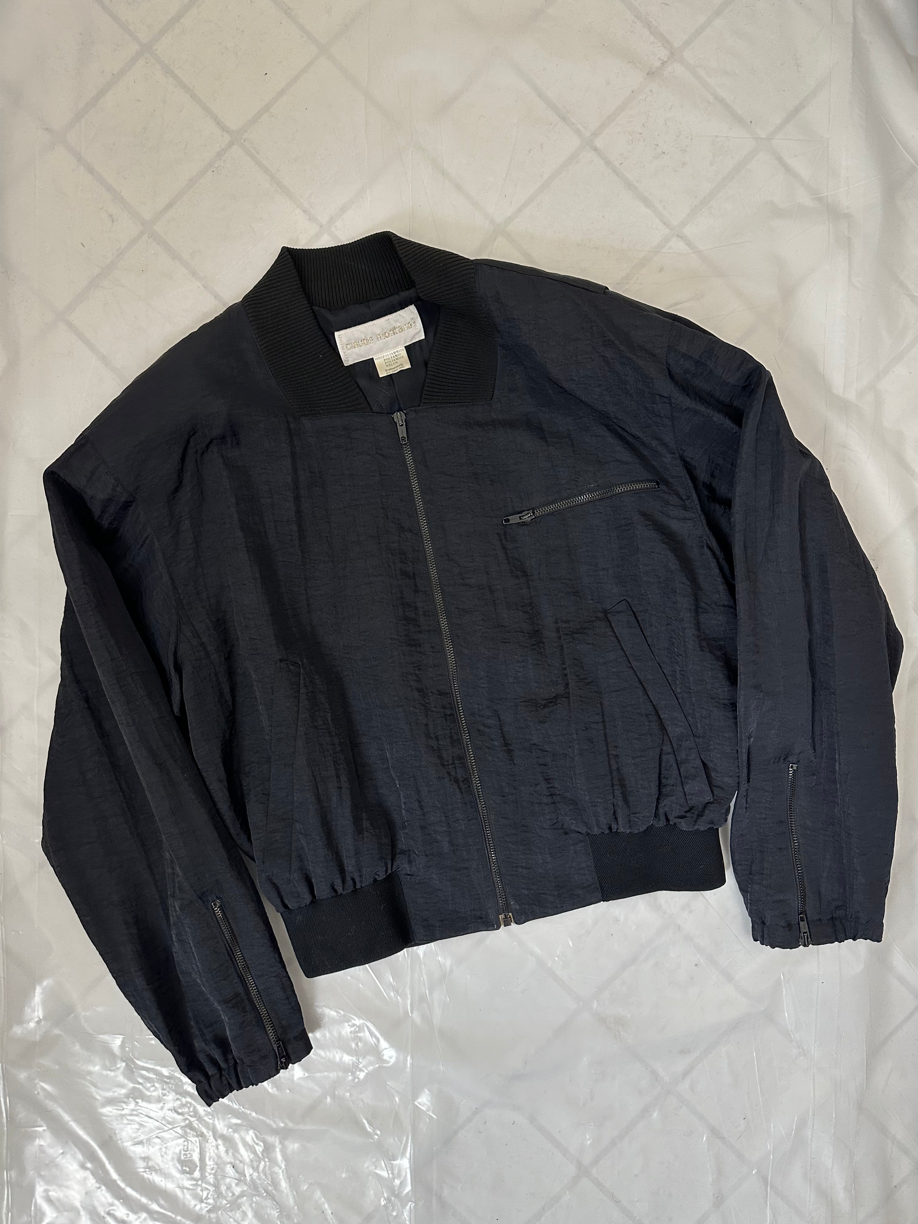 1980s Claude Montana Crushed Nylon Bomber with Shoulderpads - Size L