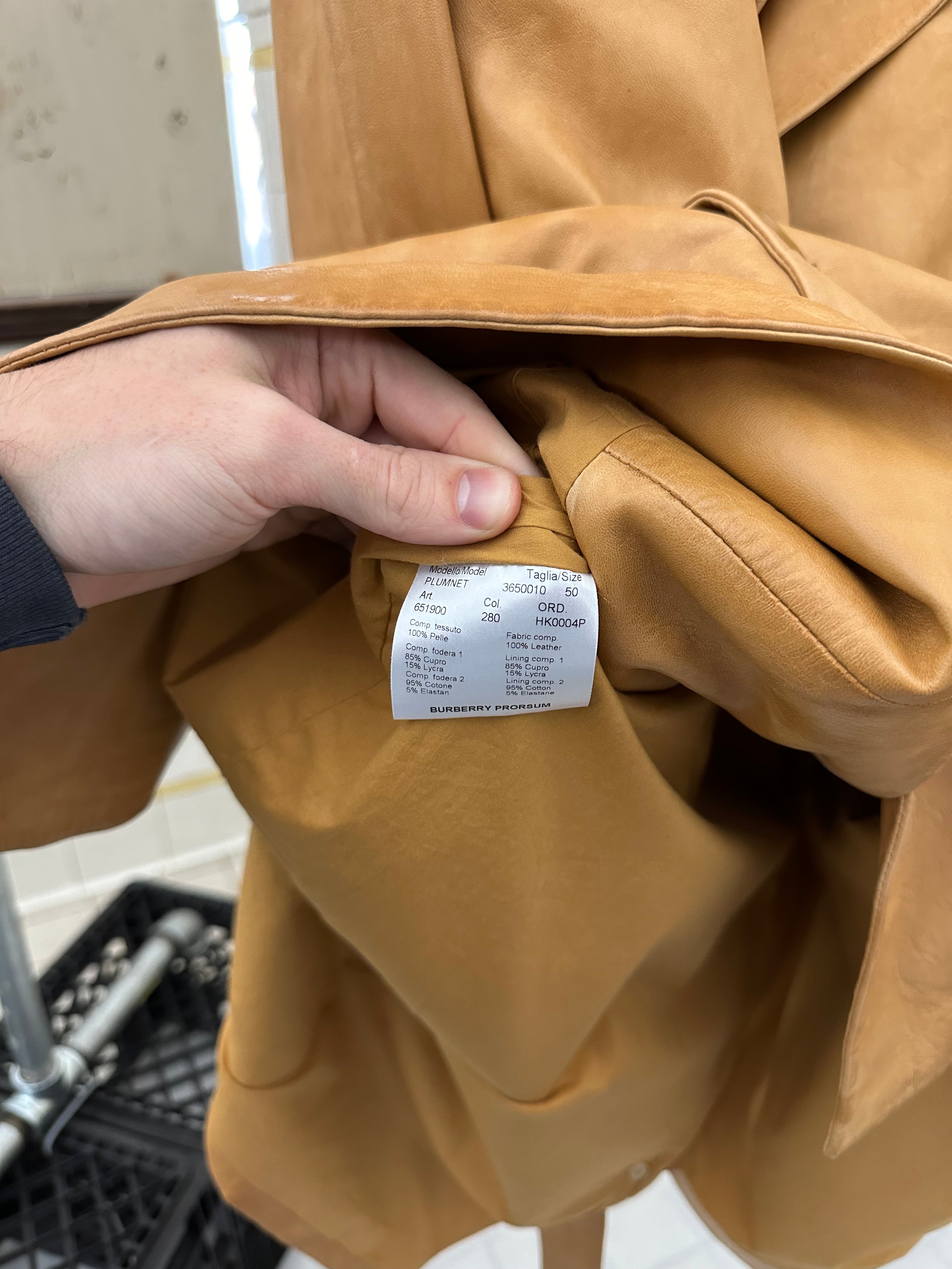 2000s Burberry Prorsum Tan Leather Trench Coat - Size L
