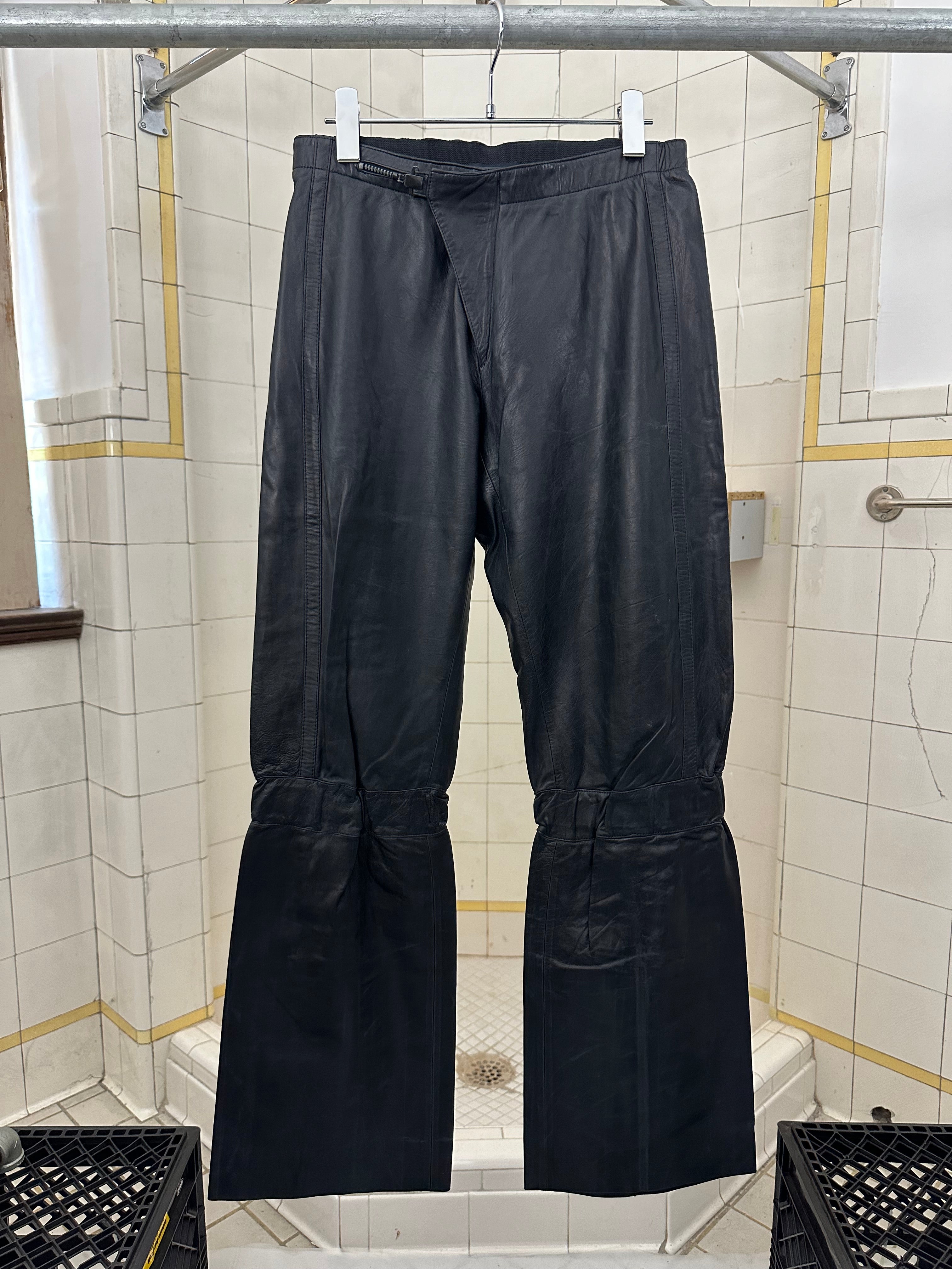 2000s Burberry Prorsum Midnight Blue Leather Biker Pants - Size M