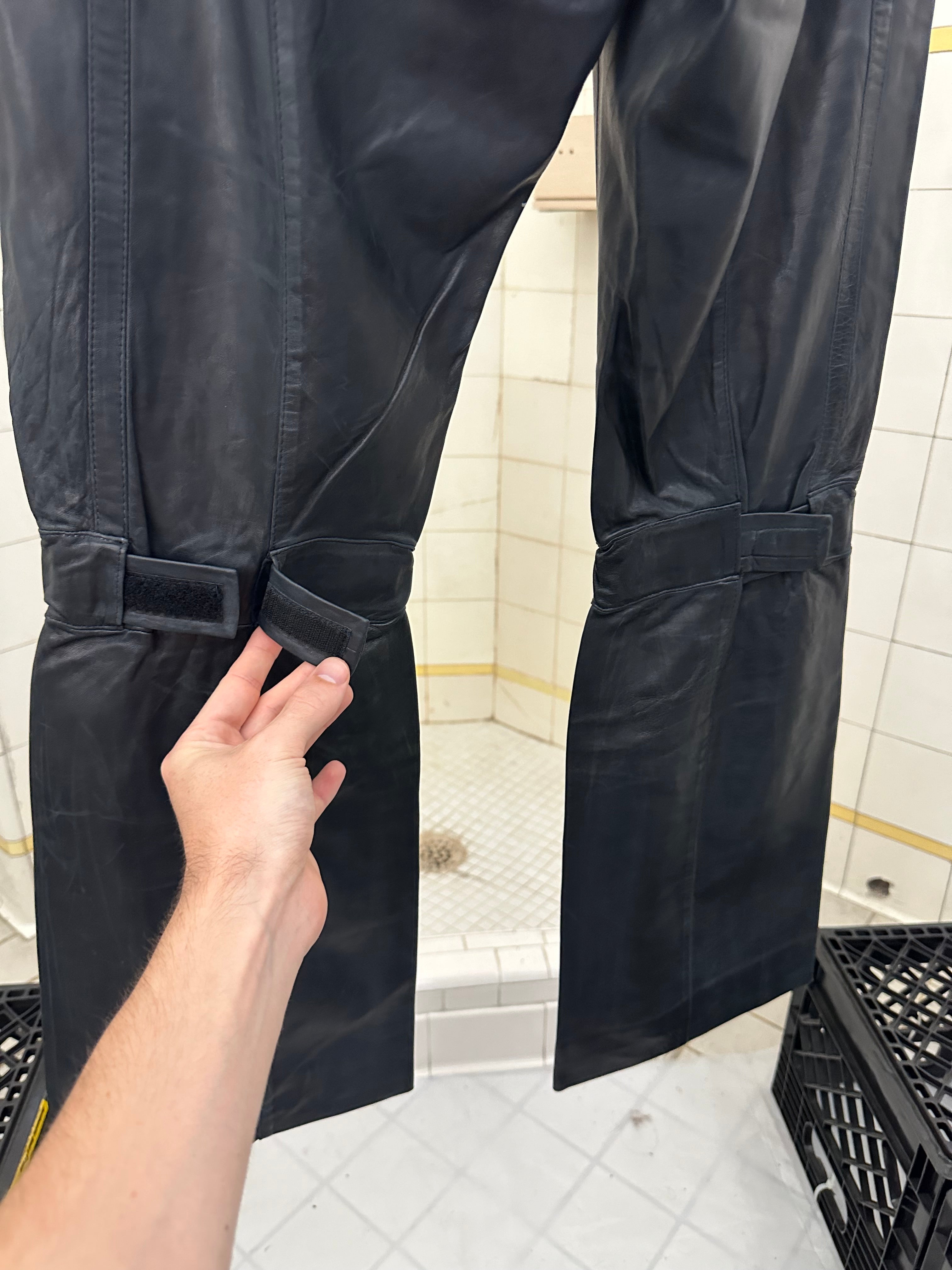 2000s Burberry Prorsum Midnight Blue Leather Biker Pants - Size M