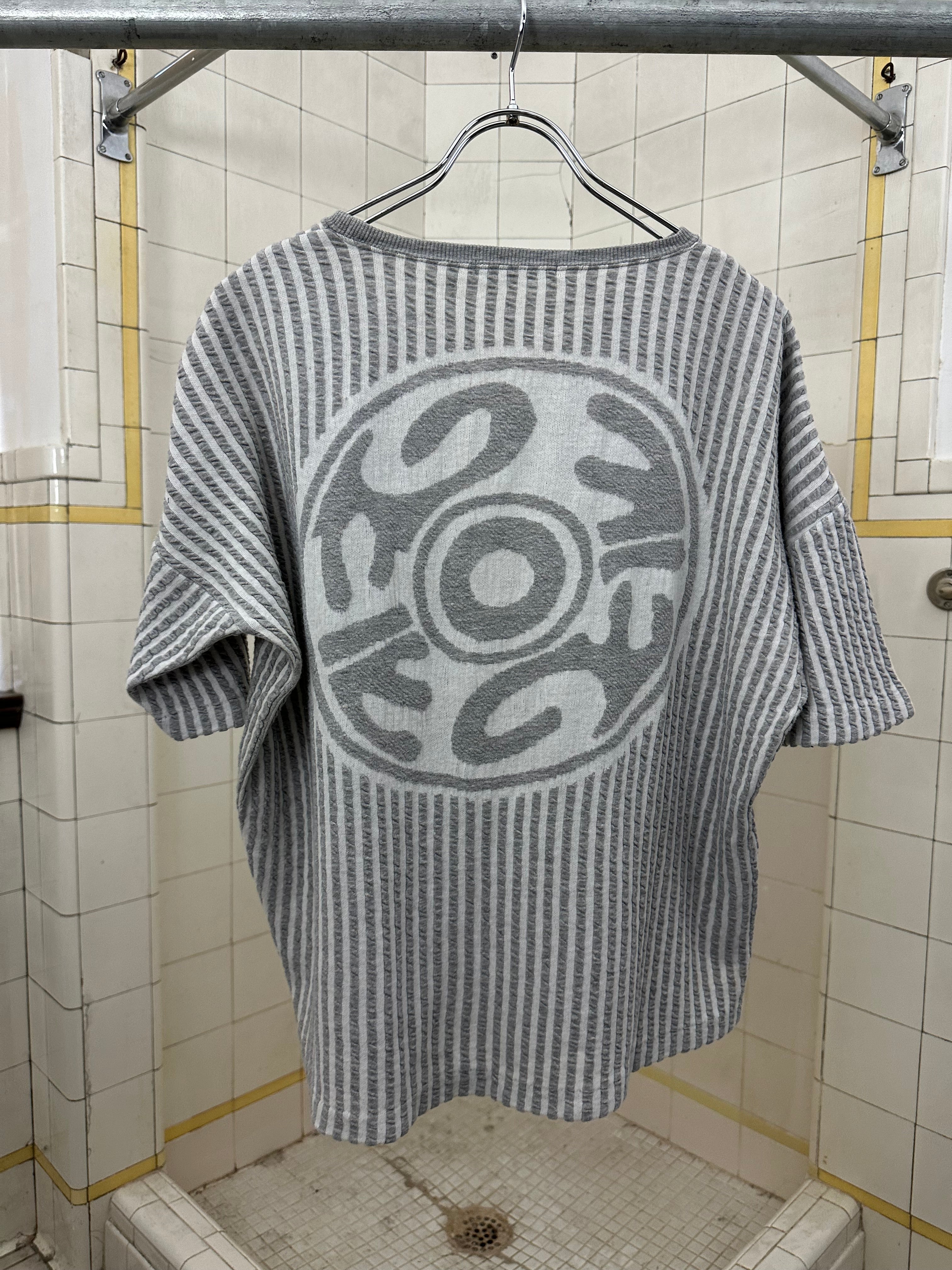 1980s Issey Miyake Striped Knit Tee with Jacquard Back Graphic - Size M