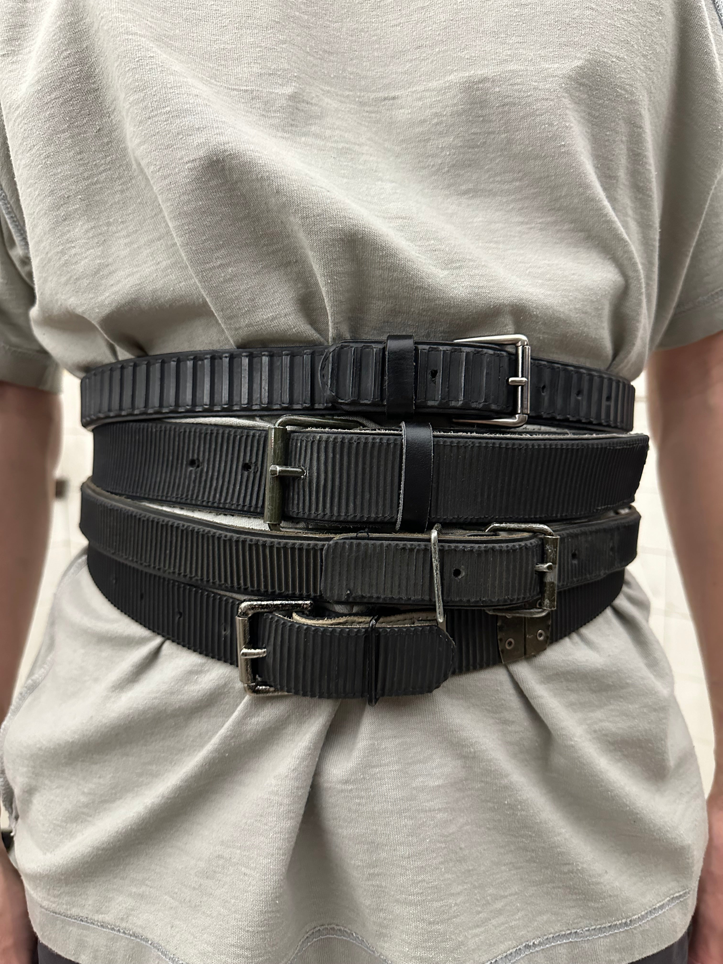 1980s Marithe Francois Girbaud Rubberized Tire Tread Belt - Size M