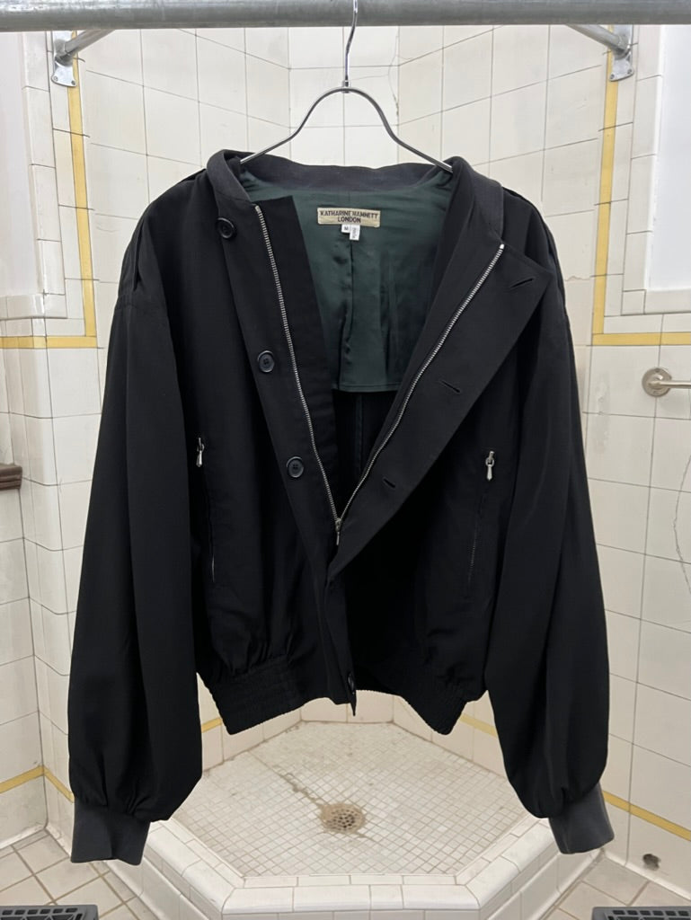 1990s Katharine Hamnett Wide Bomber With Articulated Ribbed Cuffs - Size L