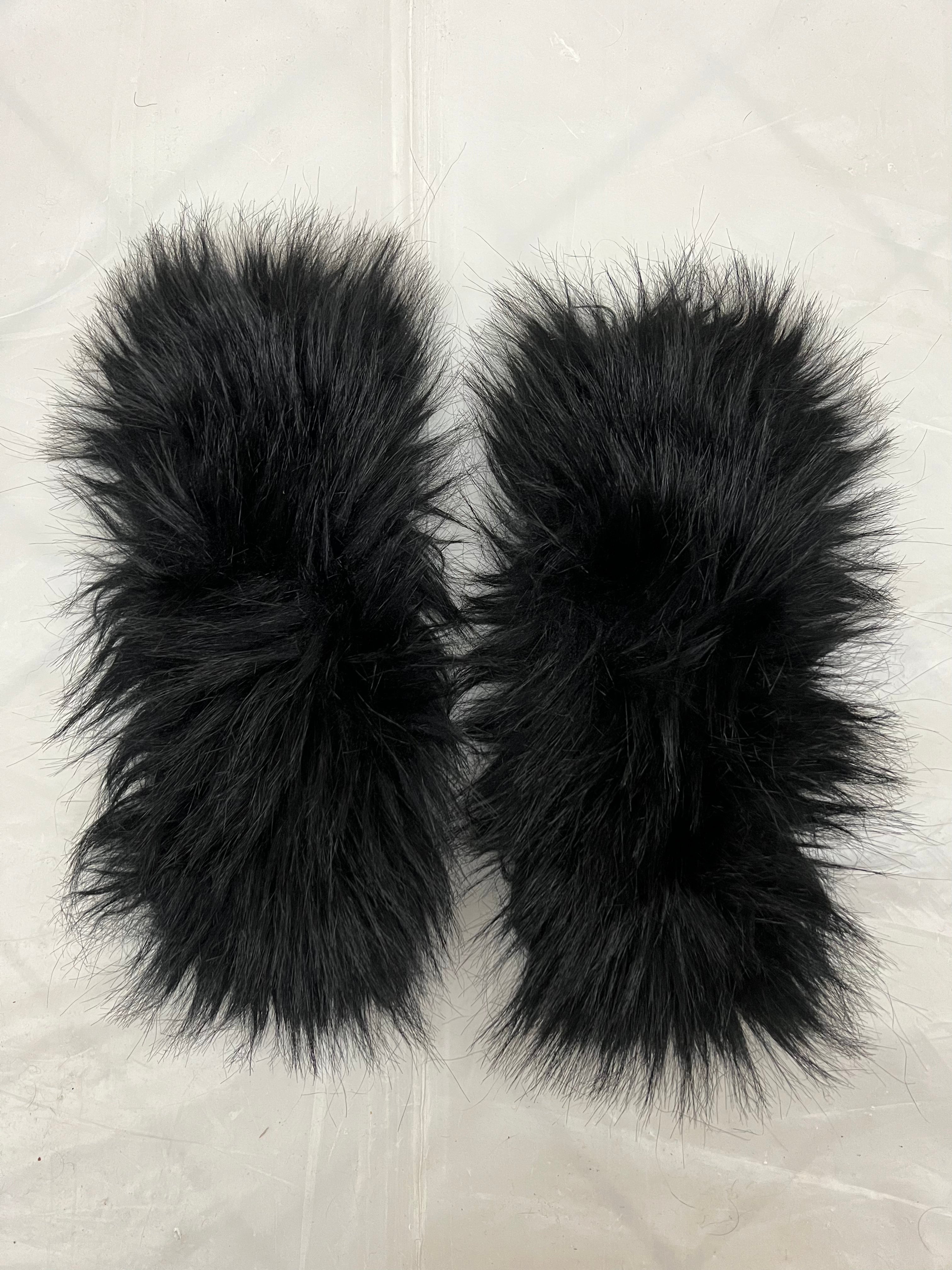 1990s Yohji Yamamoto Faux Fur Hairy Mittens - Size S