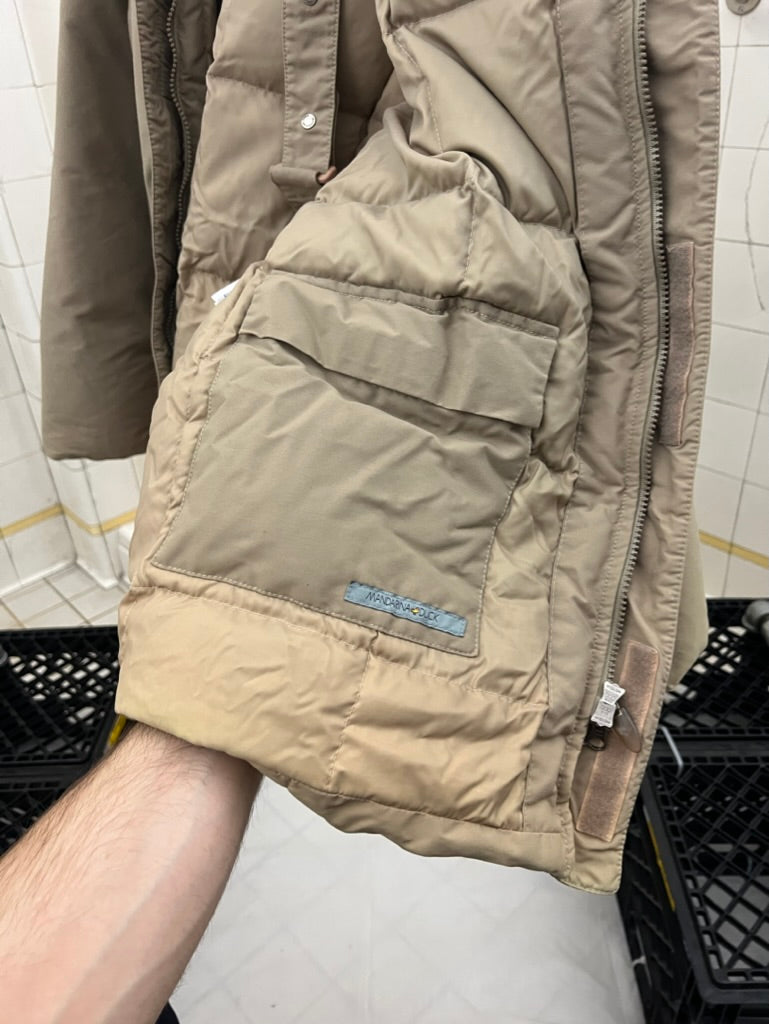 Late 1990s Mandarina Duck Khaki Hooded Down Parachute Parka - Size L