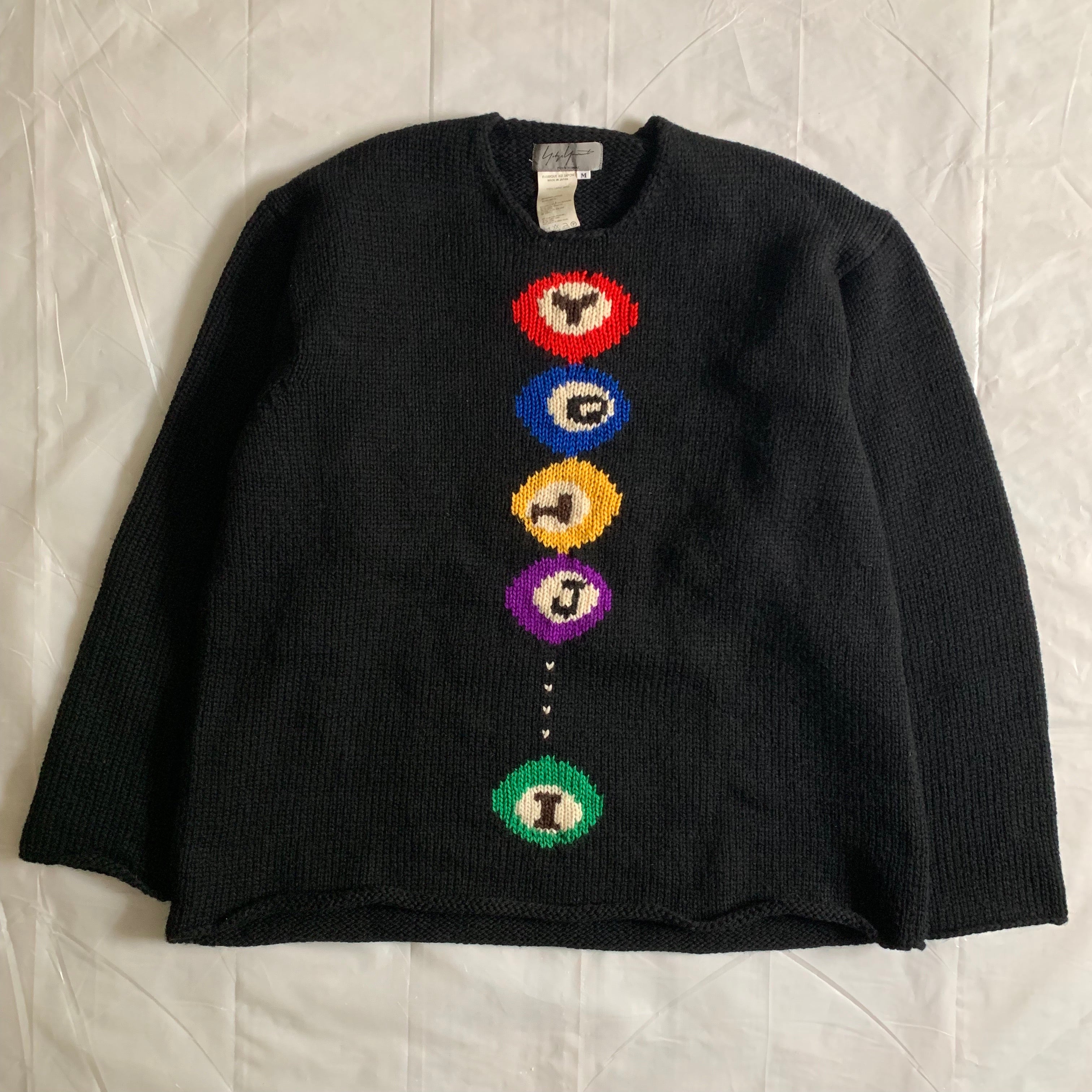 aw1997 Yohji Yamamoto Black Billiards Knit Sweater - Size M