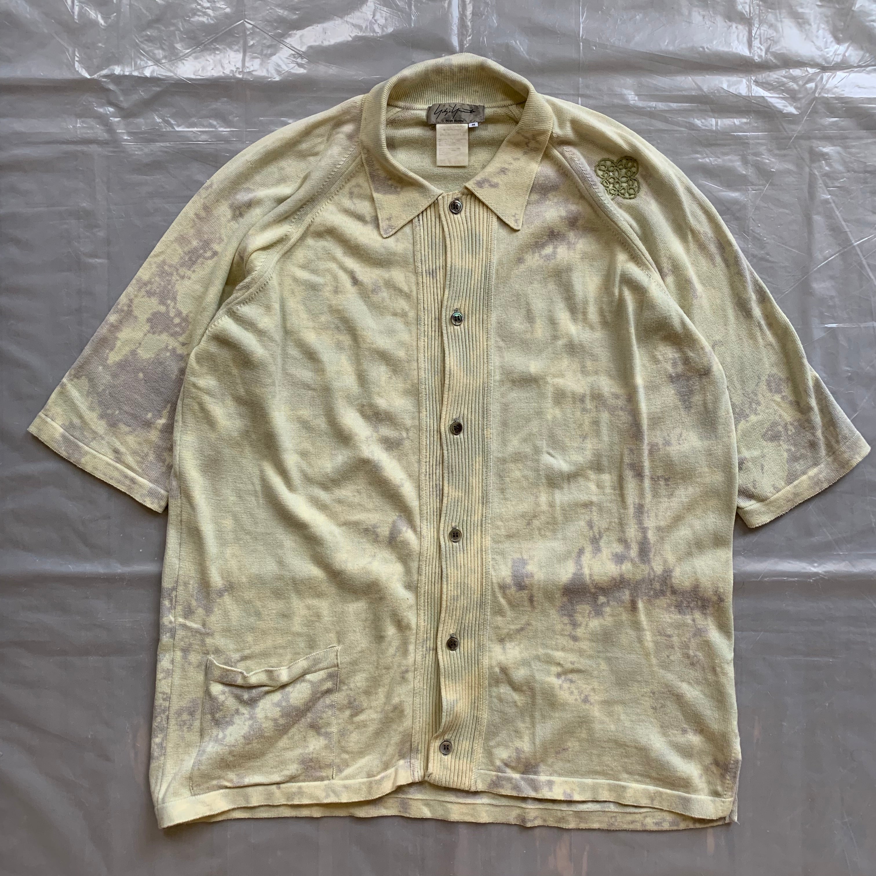 ss1996 Yohji Yamamoto Bleached Beige Short Sleeve Knit - Size M