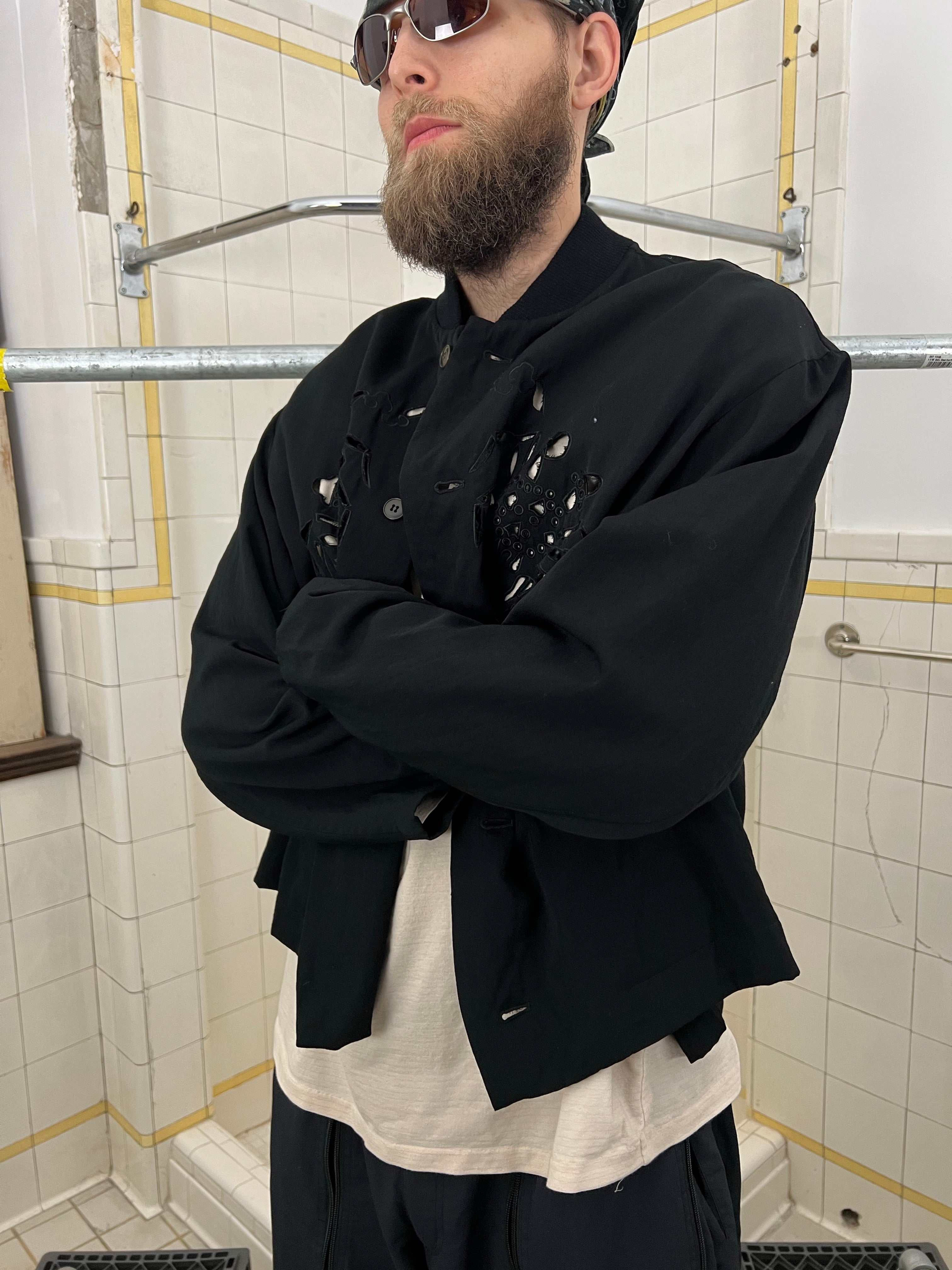 ss1996 Yohji Yamamoto Wool Gabardine Crab Cutout Work Jacket - Size OS