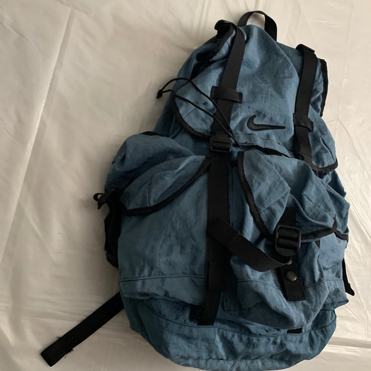 1990s Vintage Nike Glacier Blue Nylon Parachute Backpack - Size OS ...