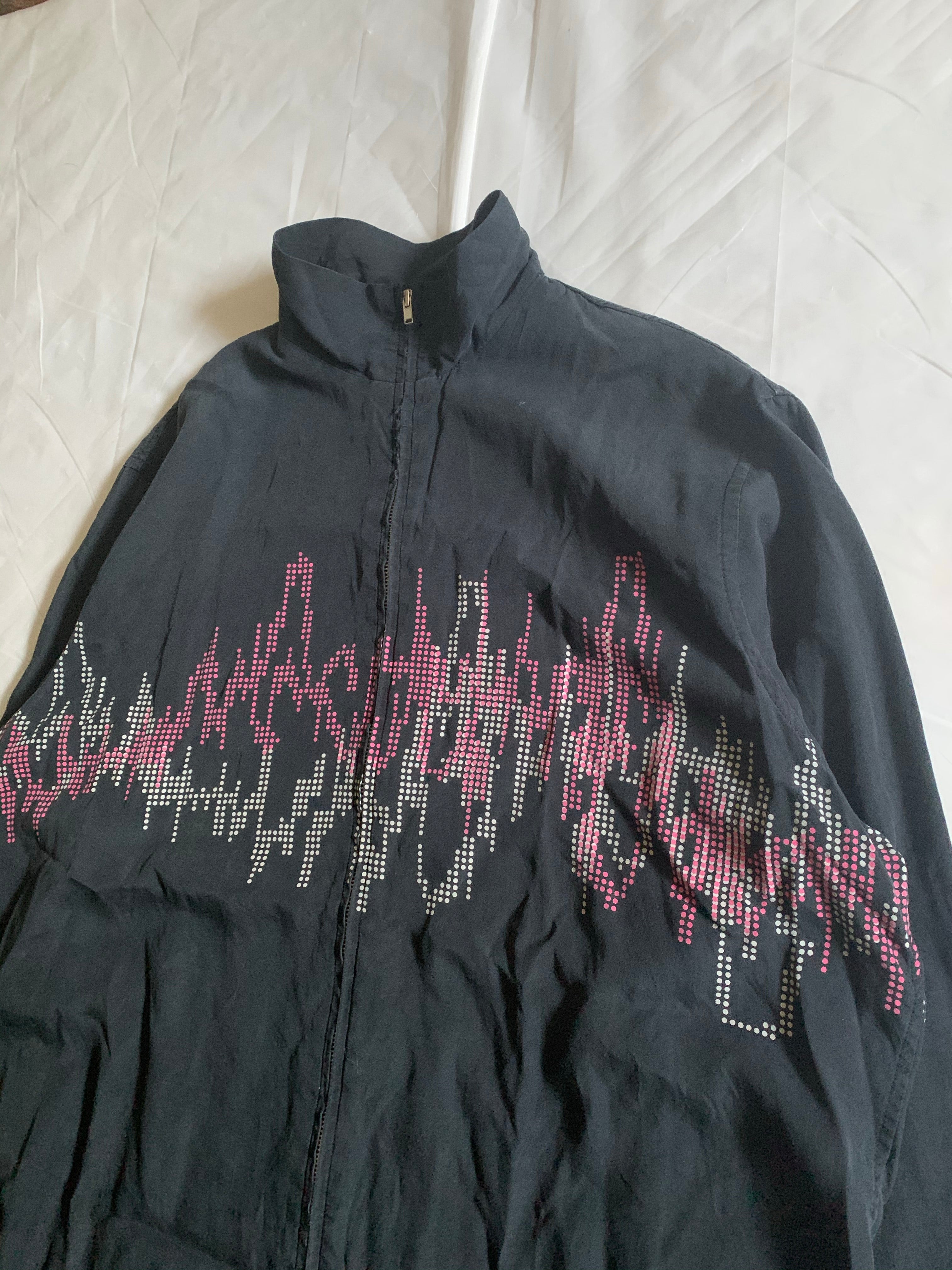 1990s Yohji Yamamoto Pixelated Soundwave Graphic Zip-up Shirt - Size L