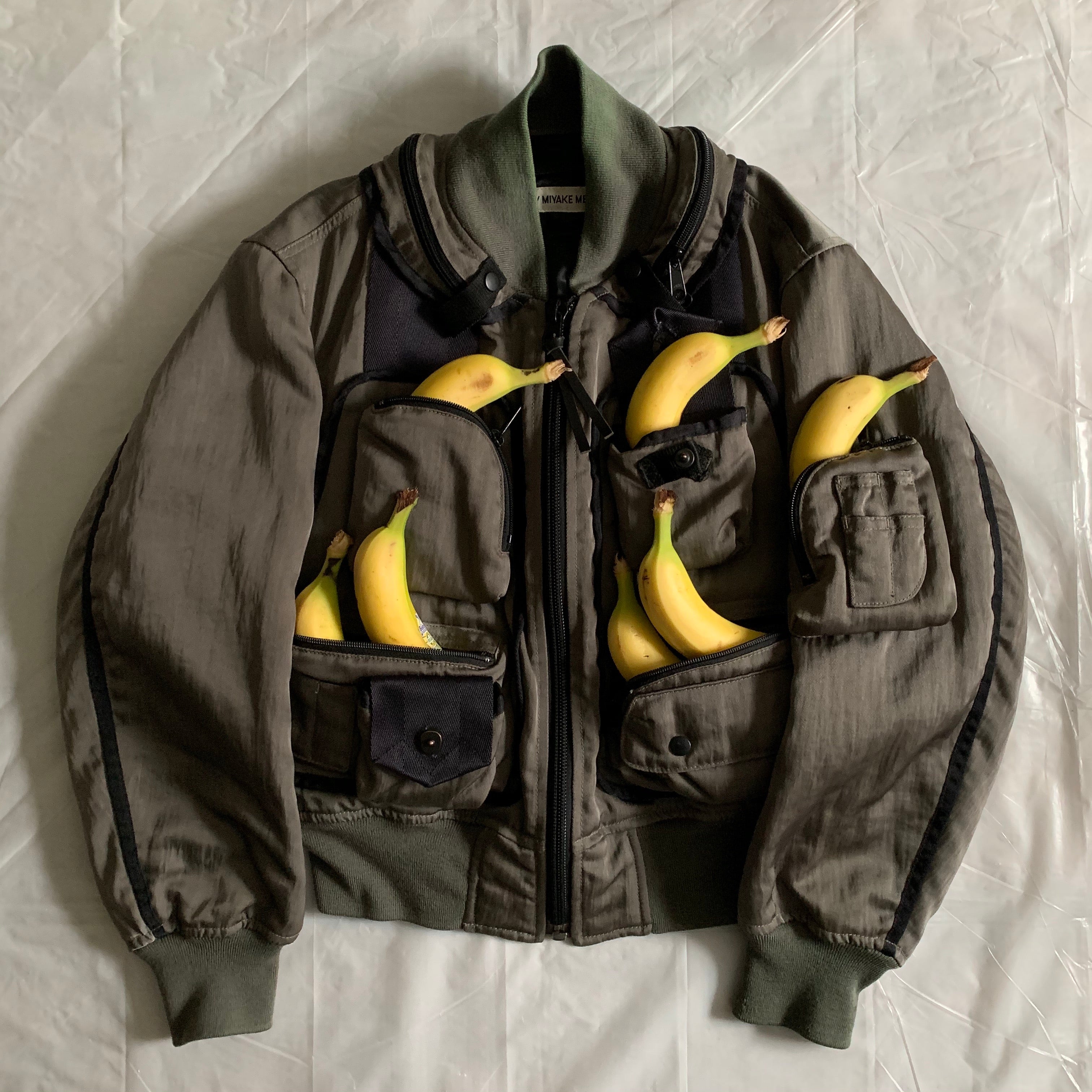 aw1996 Issey Miyake Grey Cargo Bomber Jacket - Size M