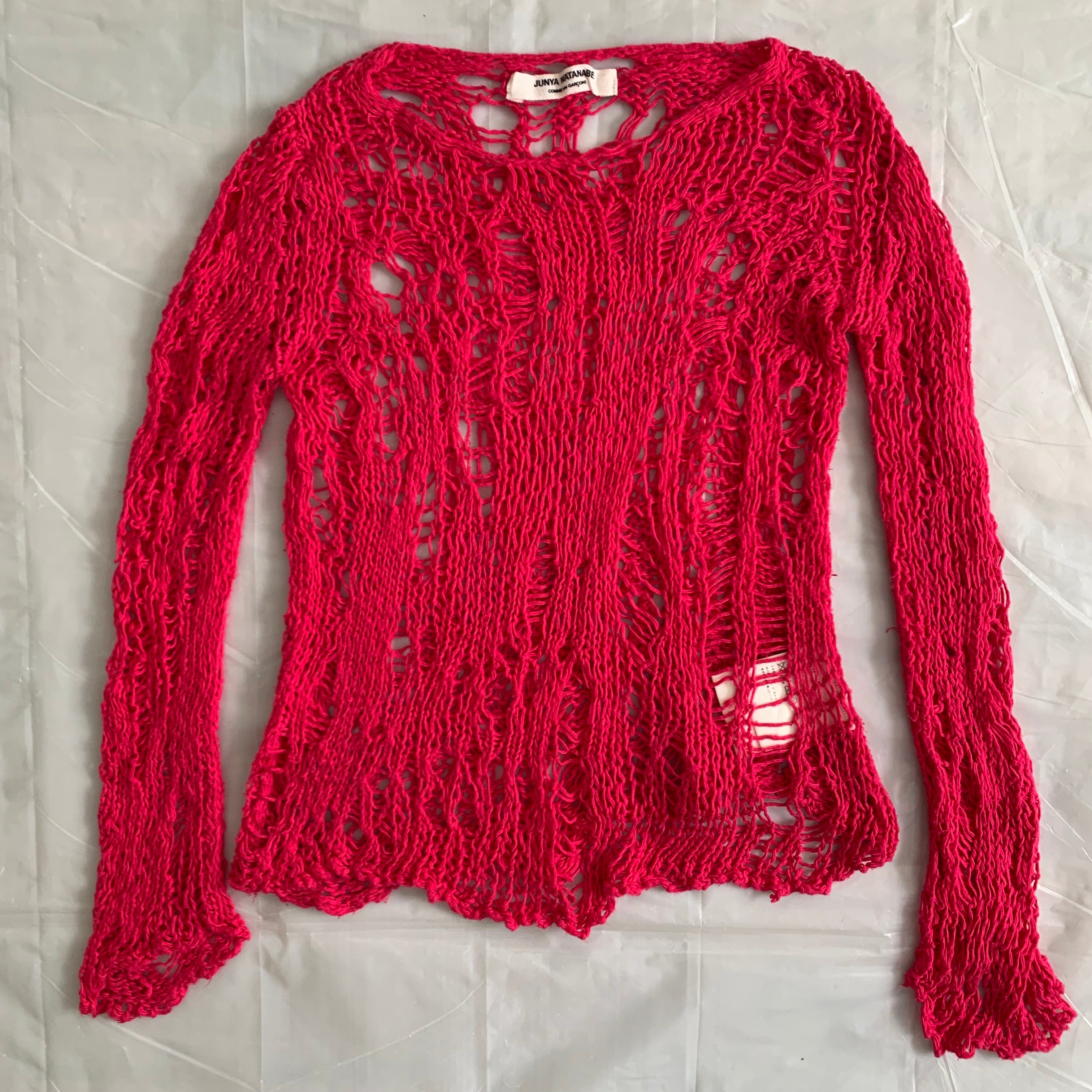 2002 Junya Watanabe Pink Grunge Spider Web Knit - Size M