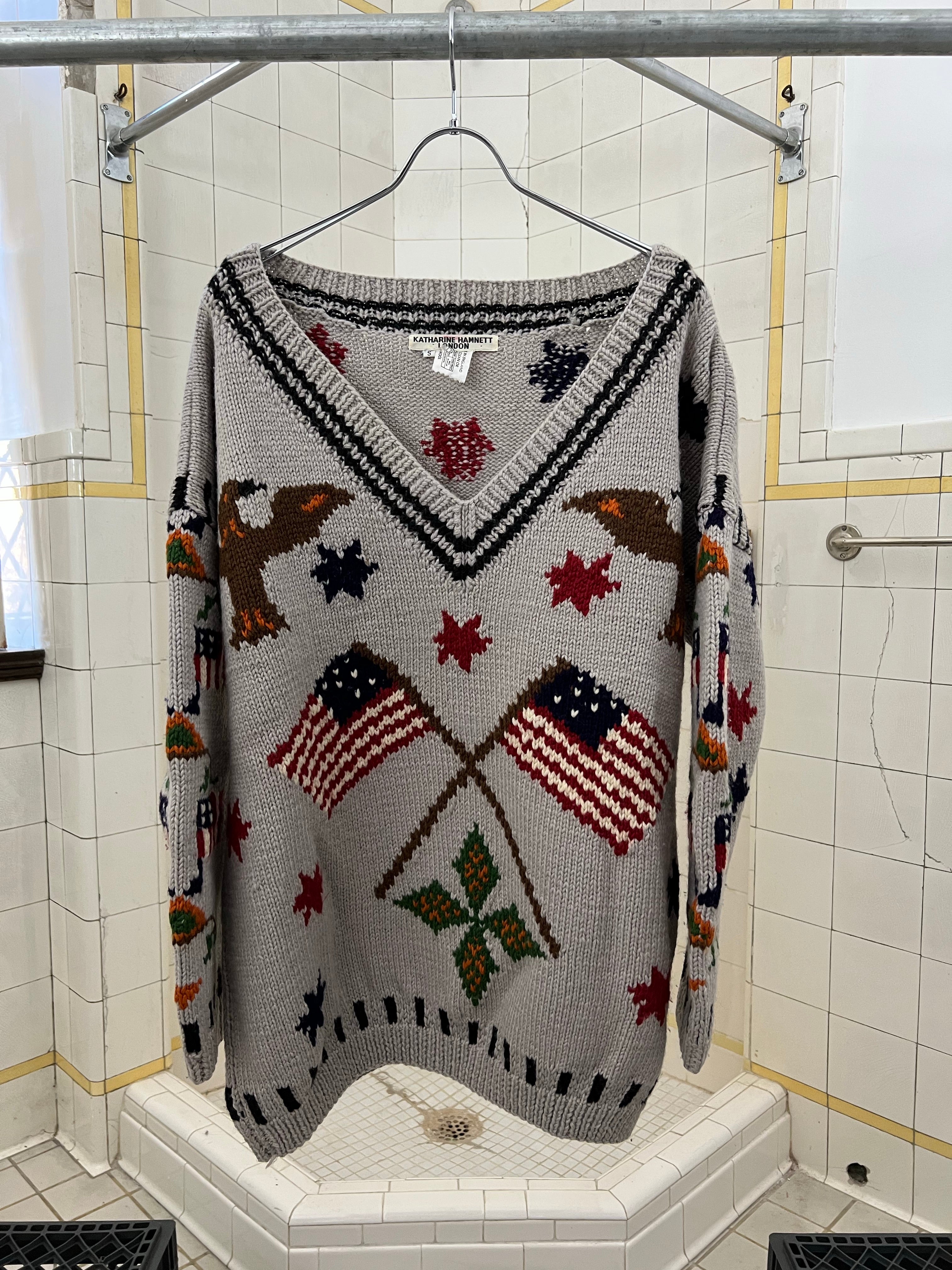 1980s Katharine Hamnett Oversized Intarsia Knit - Size OS