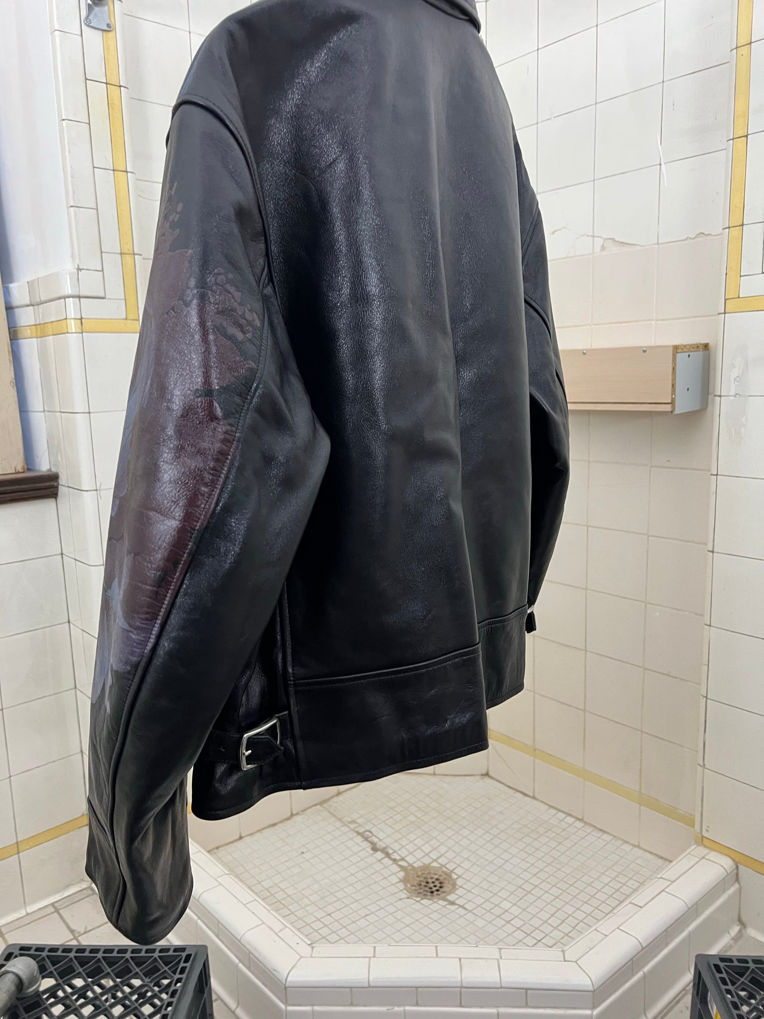 aw1991 Yohji Yamamoto '6.1 The Men' Leather Jacket with Painted