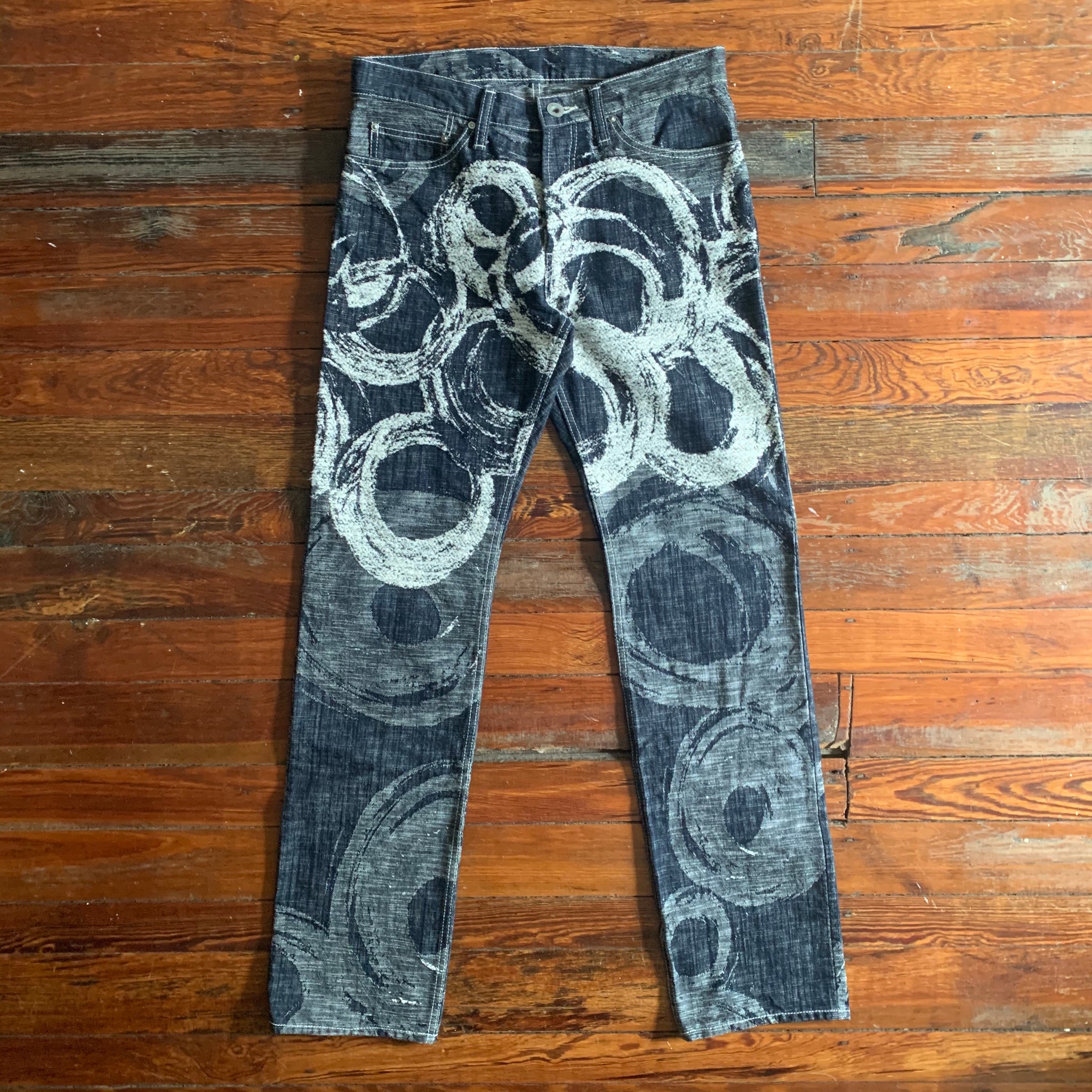 aw2012 Issey Miyake APOC Abstract Circle Graphic Denim - Size M