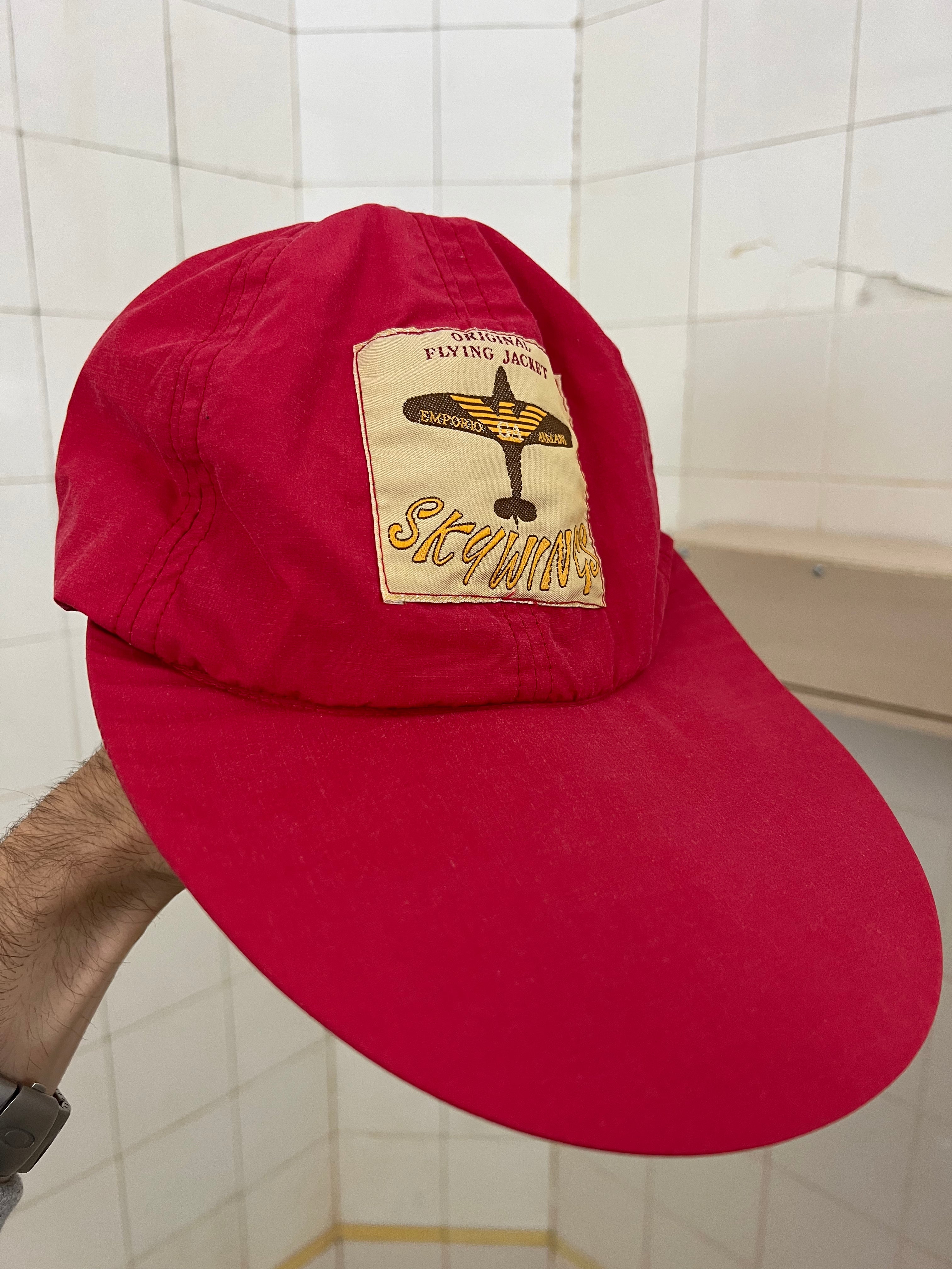 1990s Armani Red Long-Brim Logo Cap - Size OS