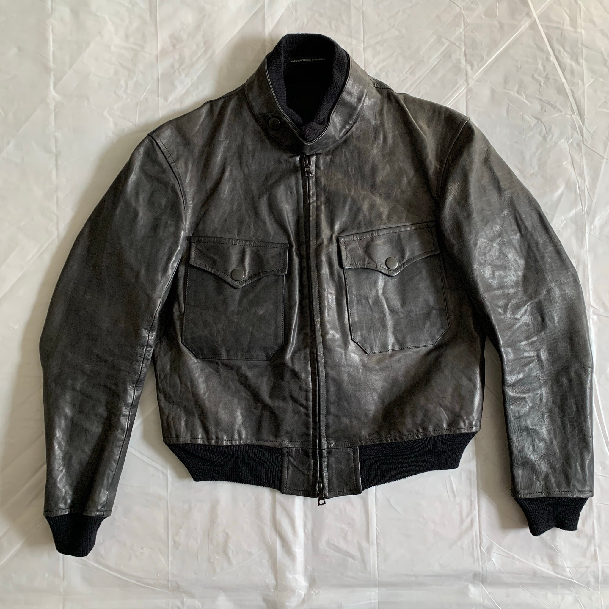 aw2009 Yohji Yamamoto x Justin Davis Uzi Pinup Black Leather Bomber Ja ...