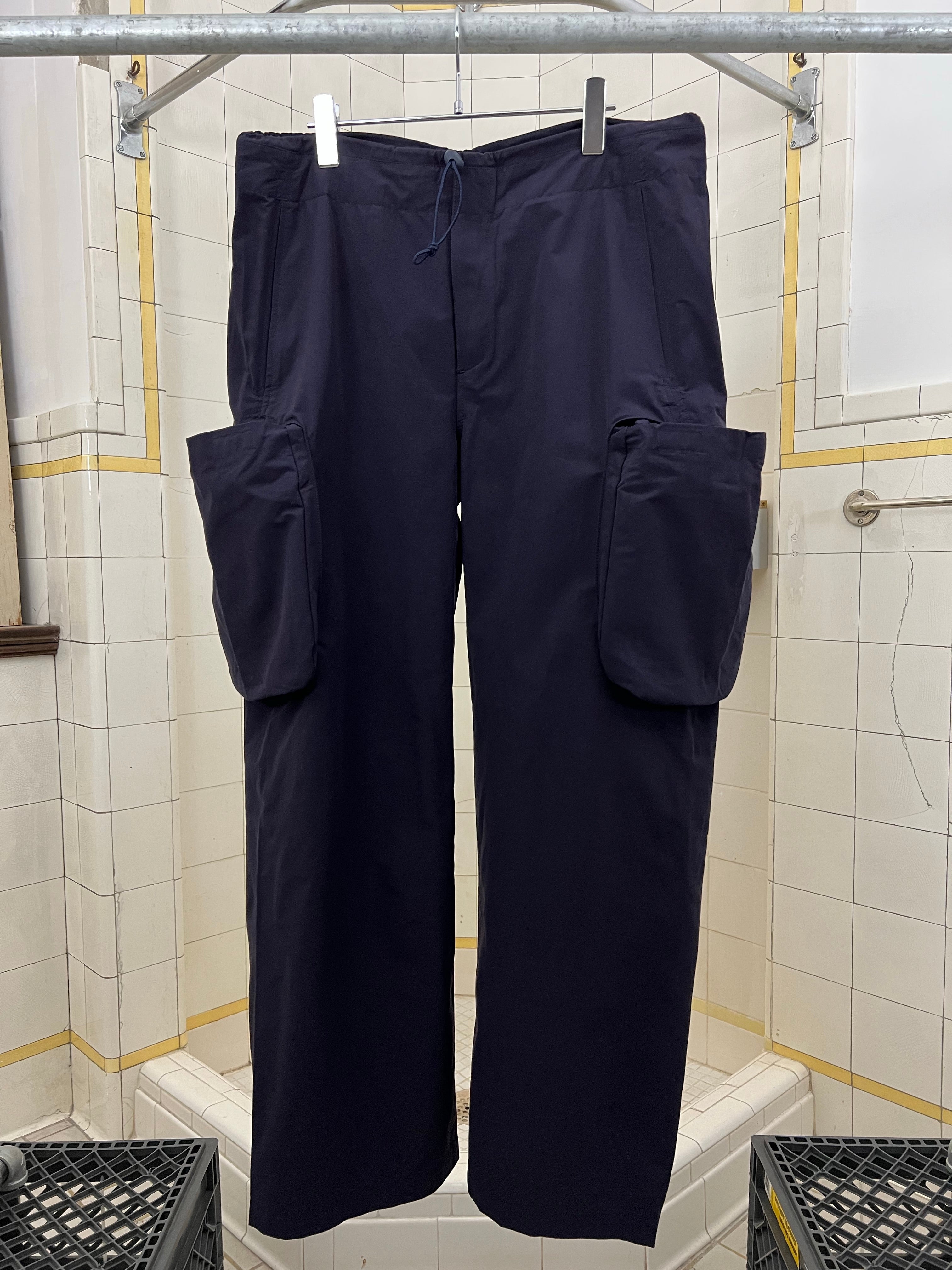 2000s Mandarina Duck Navy 'Cocoon' Aeropants with Egg Cell Cargo Pockets - Size OS