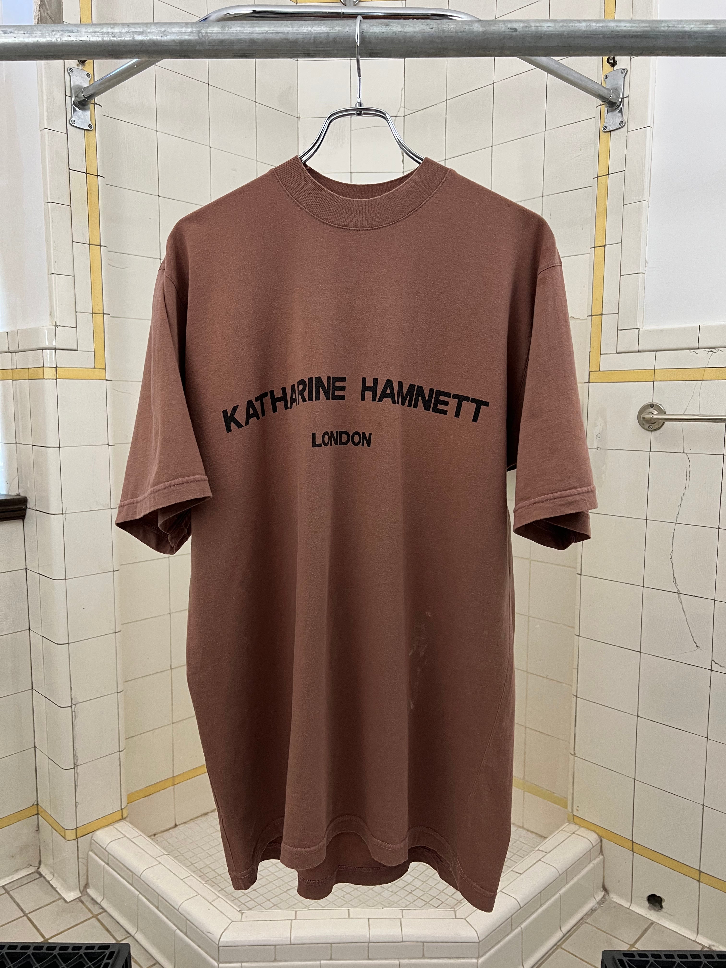 1990s Katharine Hamnett Brown Logo Tee - Size M