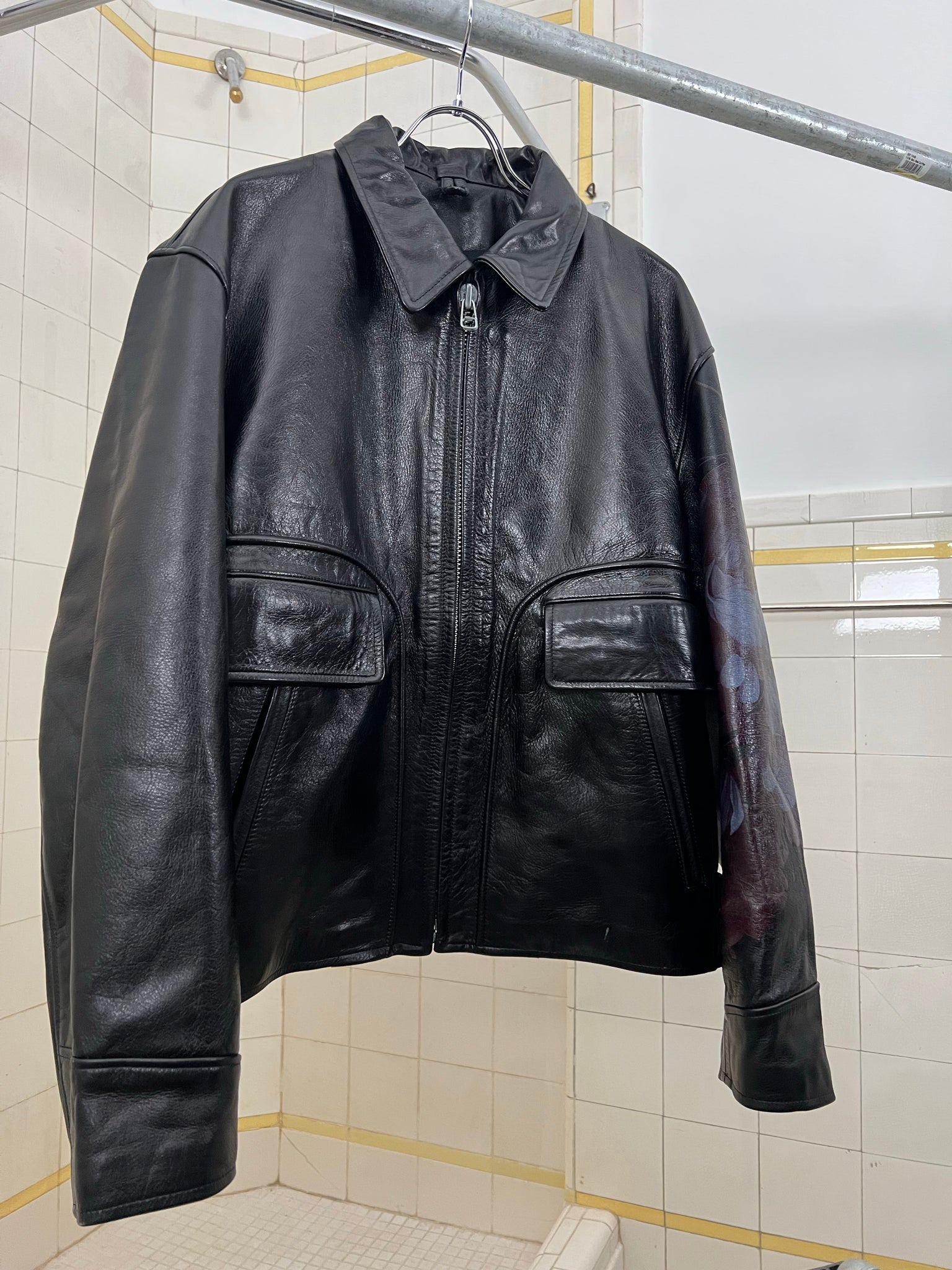 aw1991 Yohji Yamamoto '6.1 The Men' Leather Jacket with Painted