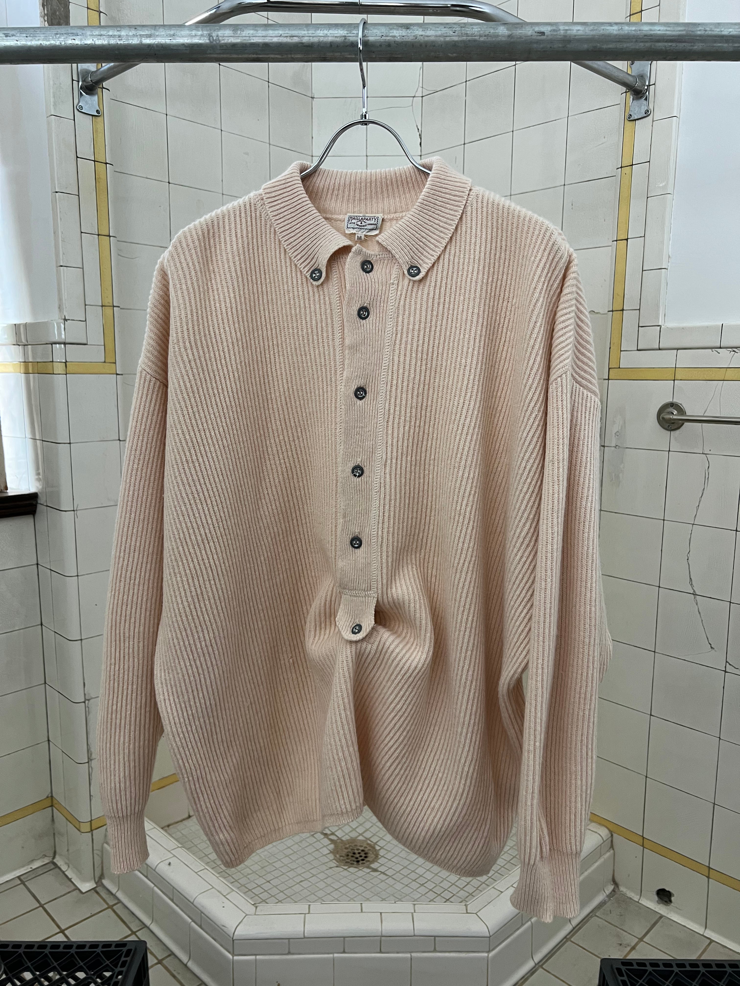 1980s Marithe Francois Girbaud x Maillaparty Pink Half Buttoned Collared Sweater - Size L