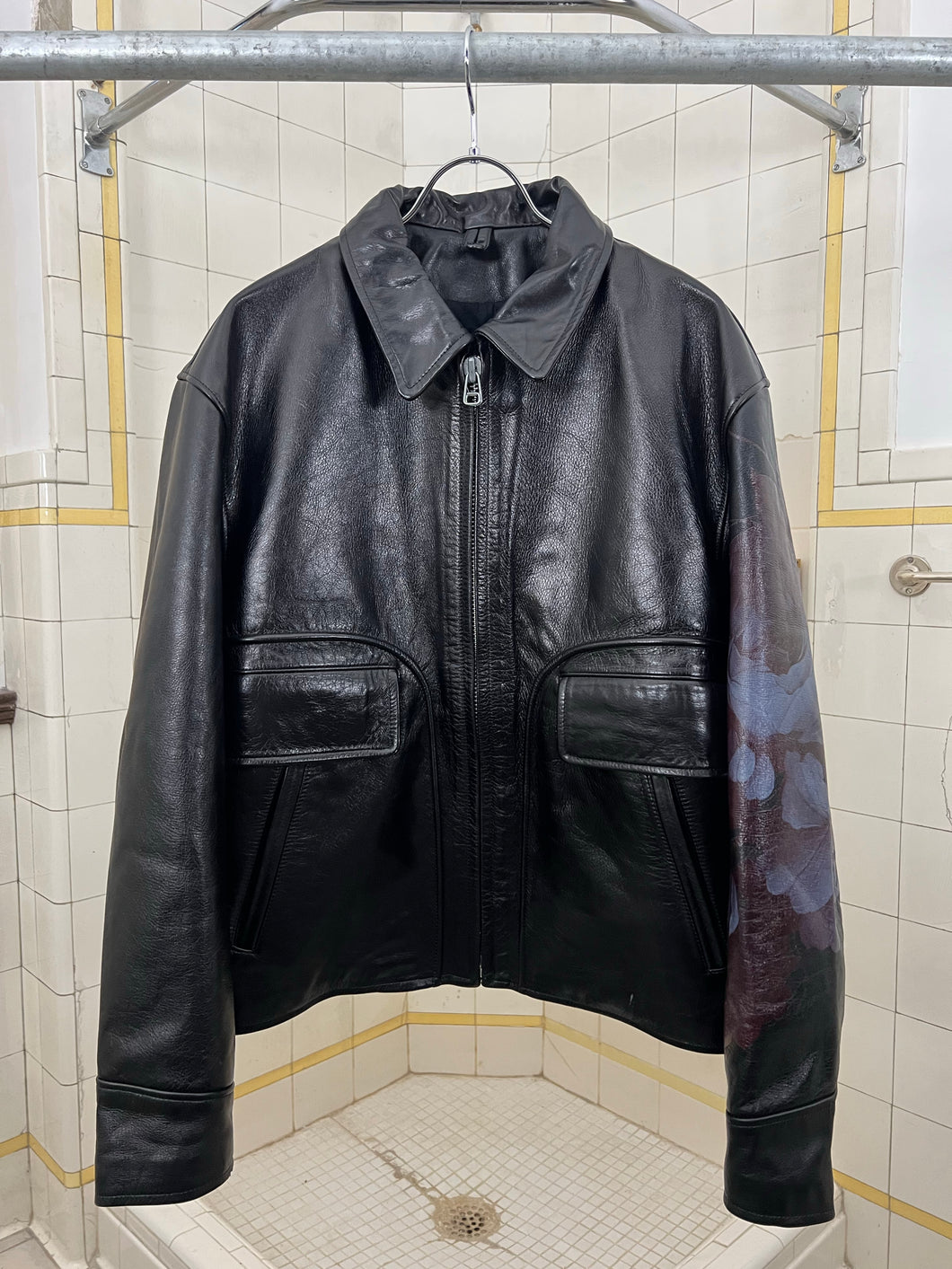 aw1991 Yohji Yamamoto '6.1 The Men' Leather Jacket with Painted