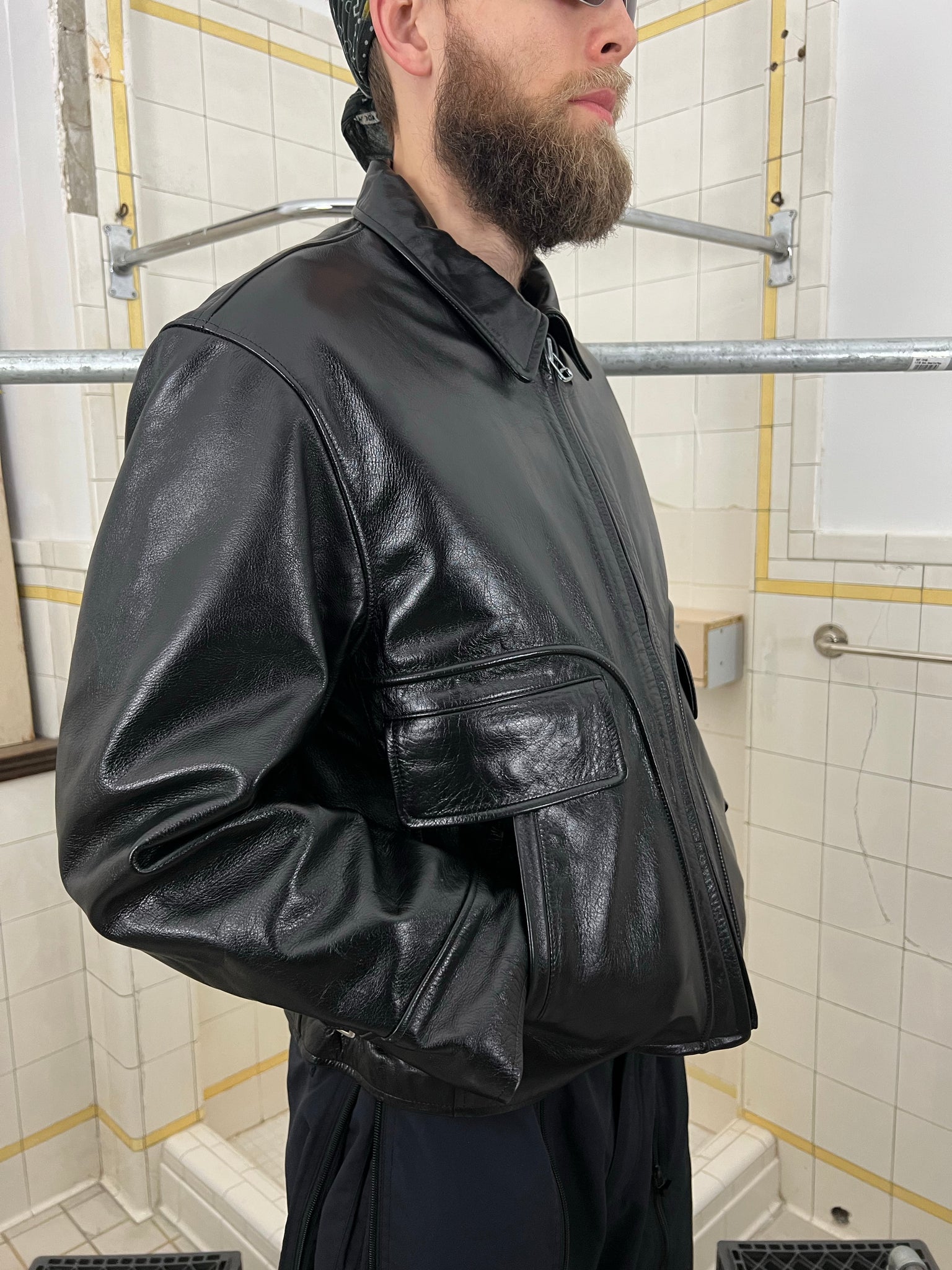 aw1991 Yohji Yamamoto '6.1 The Men' Leather Jacket with Painted