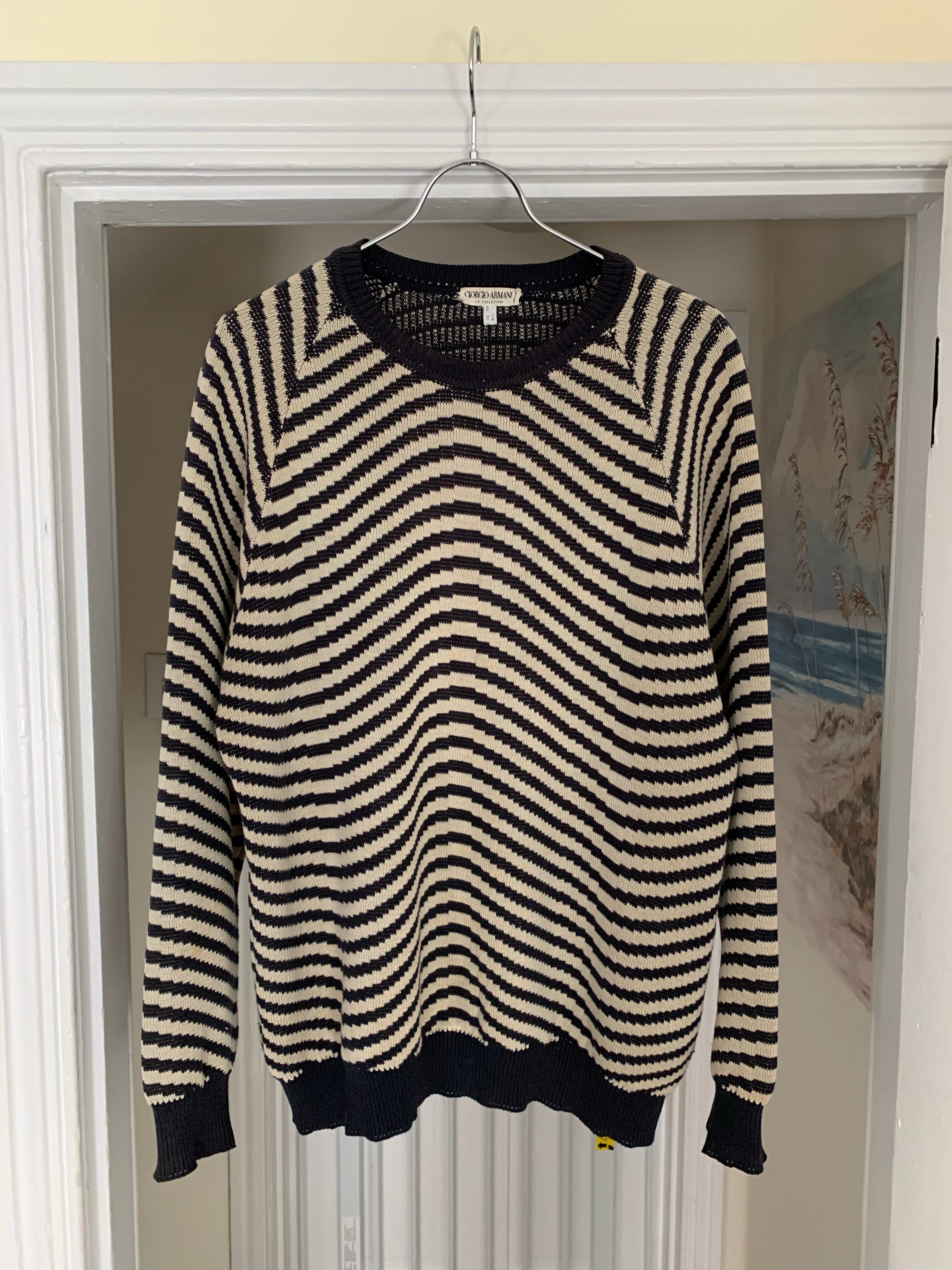 1990s Armani Wavy Cotton Knit - Size L