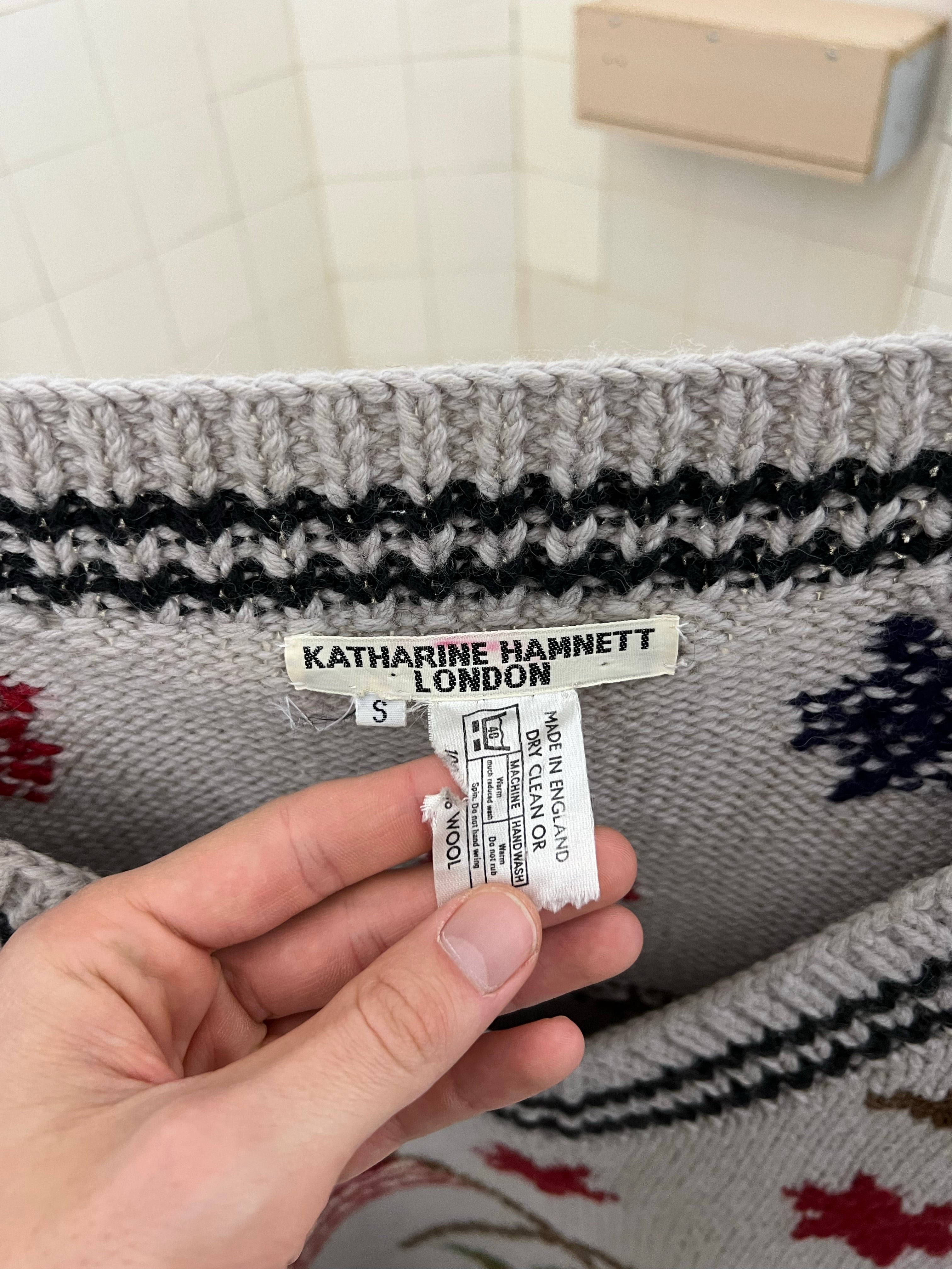 1980s Katharine Hamnett Oversized Intarsia Knit - Size OS