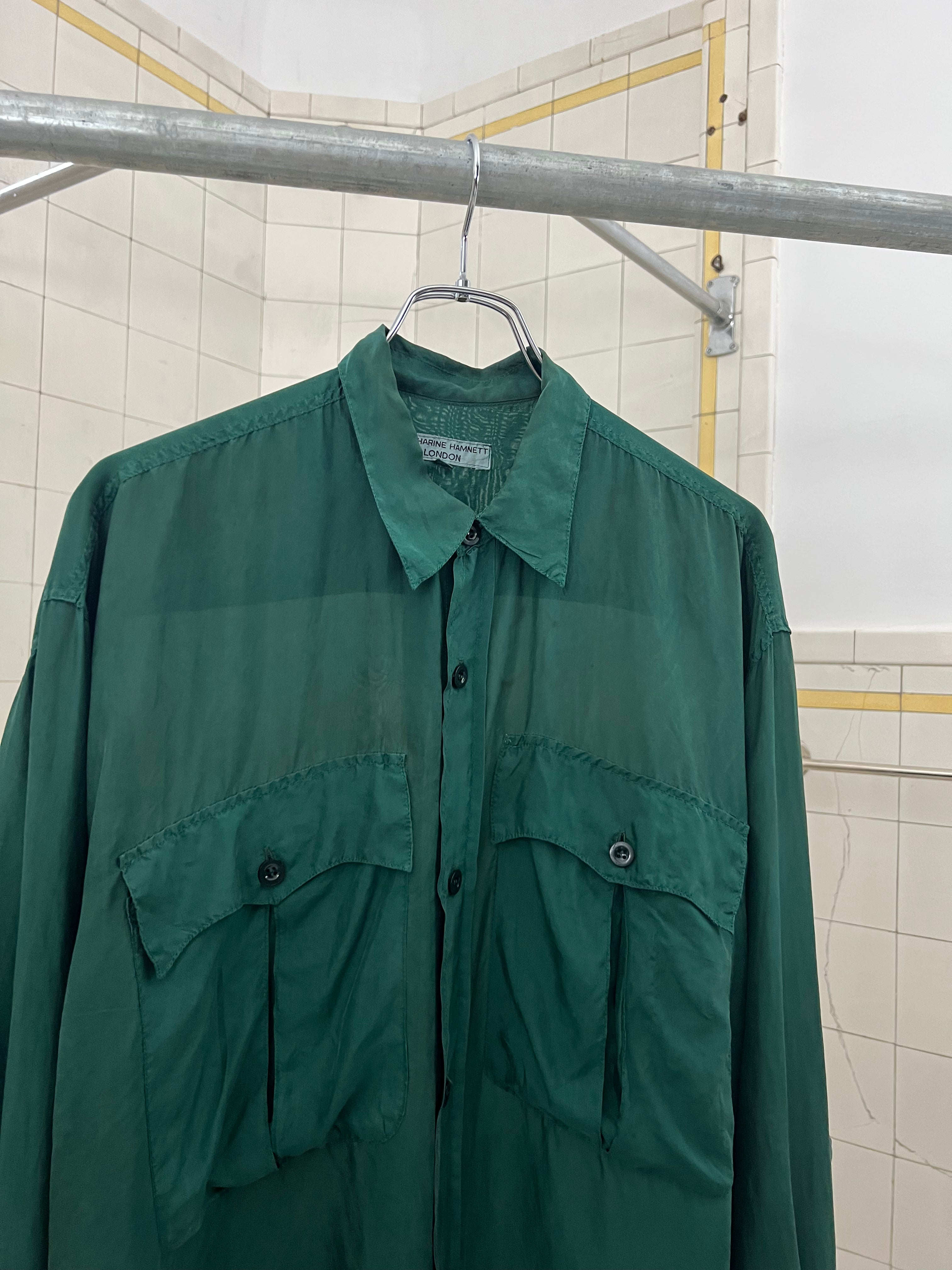 1980s Katharine Hamnett Silk Cargo Pocket Shirt - Size L