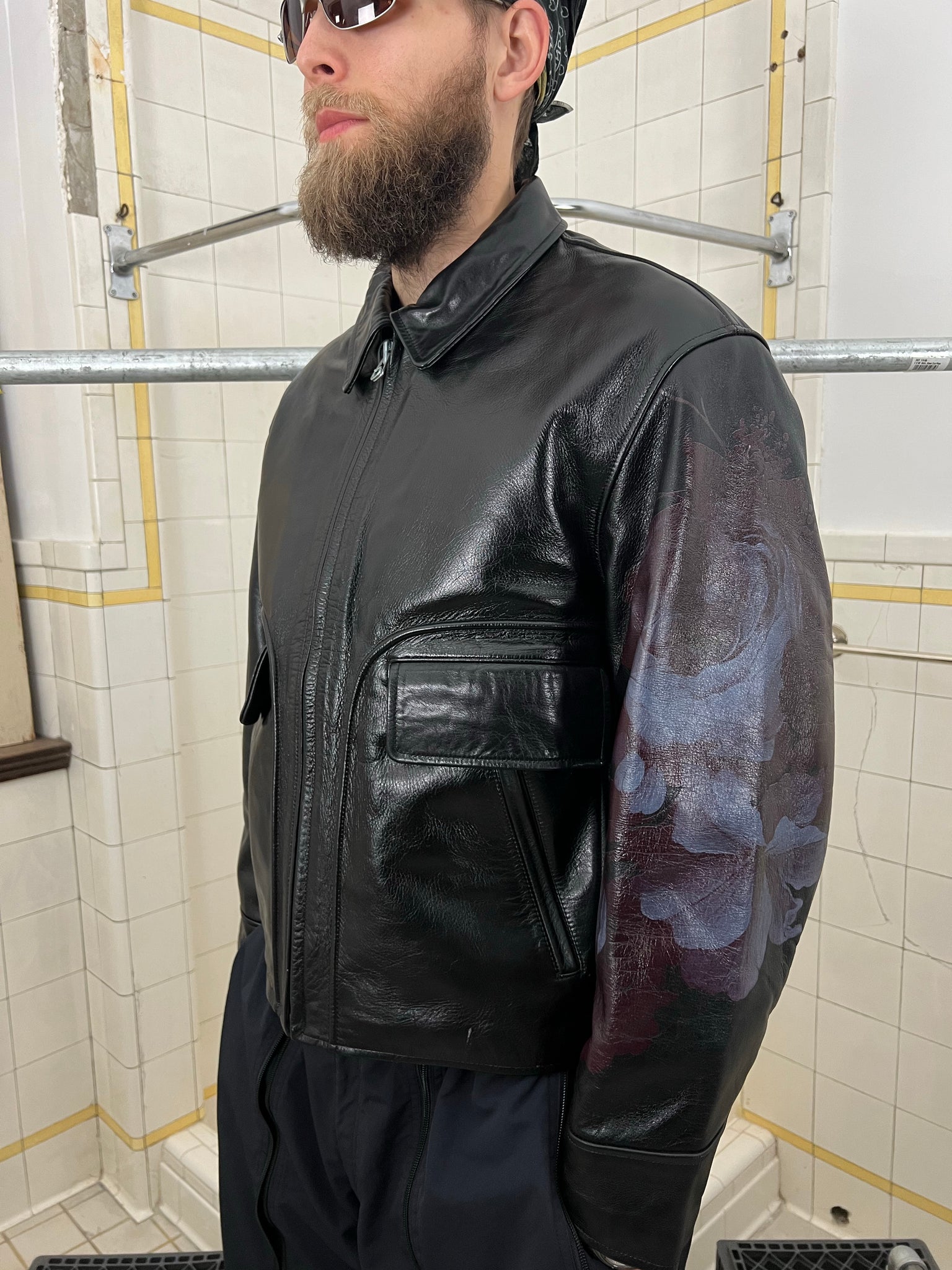 aw1991 Yohji Yamamoto '6.1 The Men' Leather Jacket with Painted