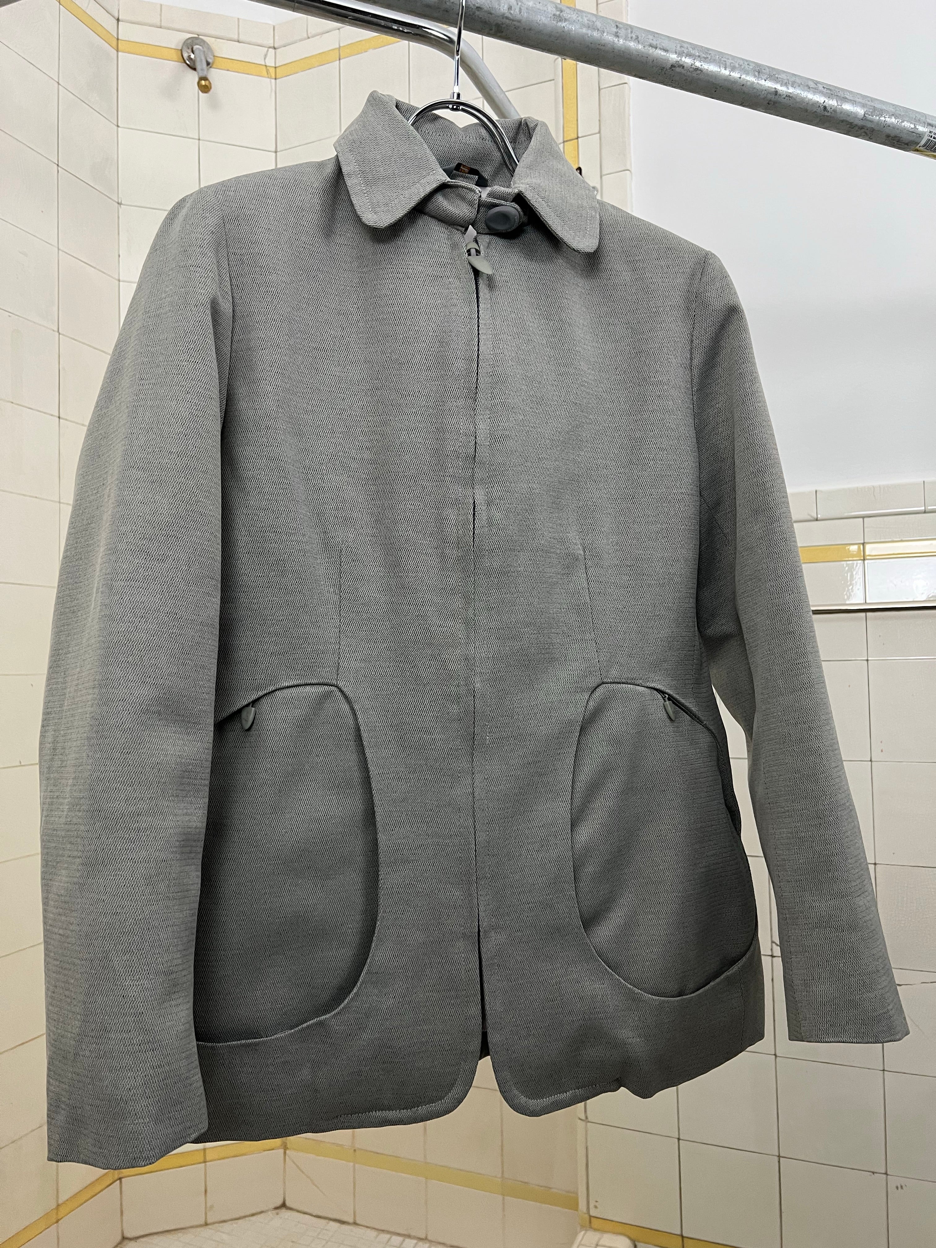 Late 1990s Mandarina Duck Light Grey Egg Cell Tailored Blouson - Size S