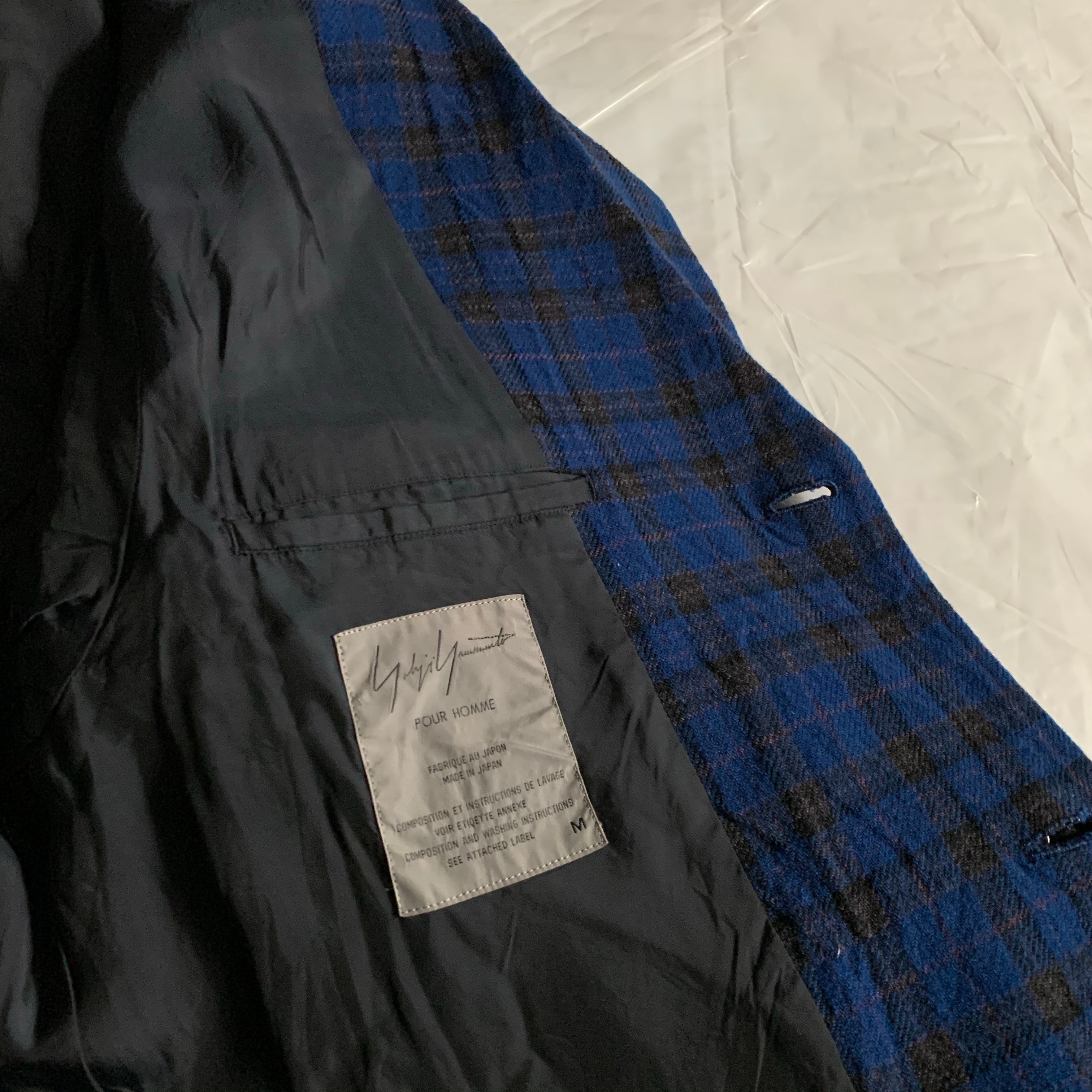 aw1996 Yohji Yamamoto Wool Plaid Long Coat - Size M