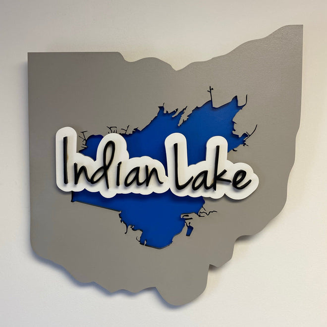 Indian Lake Ohio Engraved Wooden Map. – C & A Engraving and Gifts