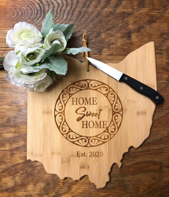 Engraved Bamboo Cutting Board with Family Tree Roots.