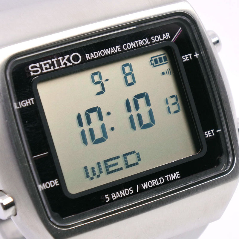 Seiko] Seiko RADIOWAVE S760-0AA0 Watch Stainless steel solar radio clock  digital display men's black dial watch A-rank – KYOTO NISHIKINO